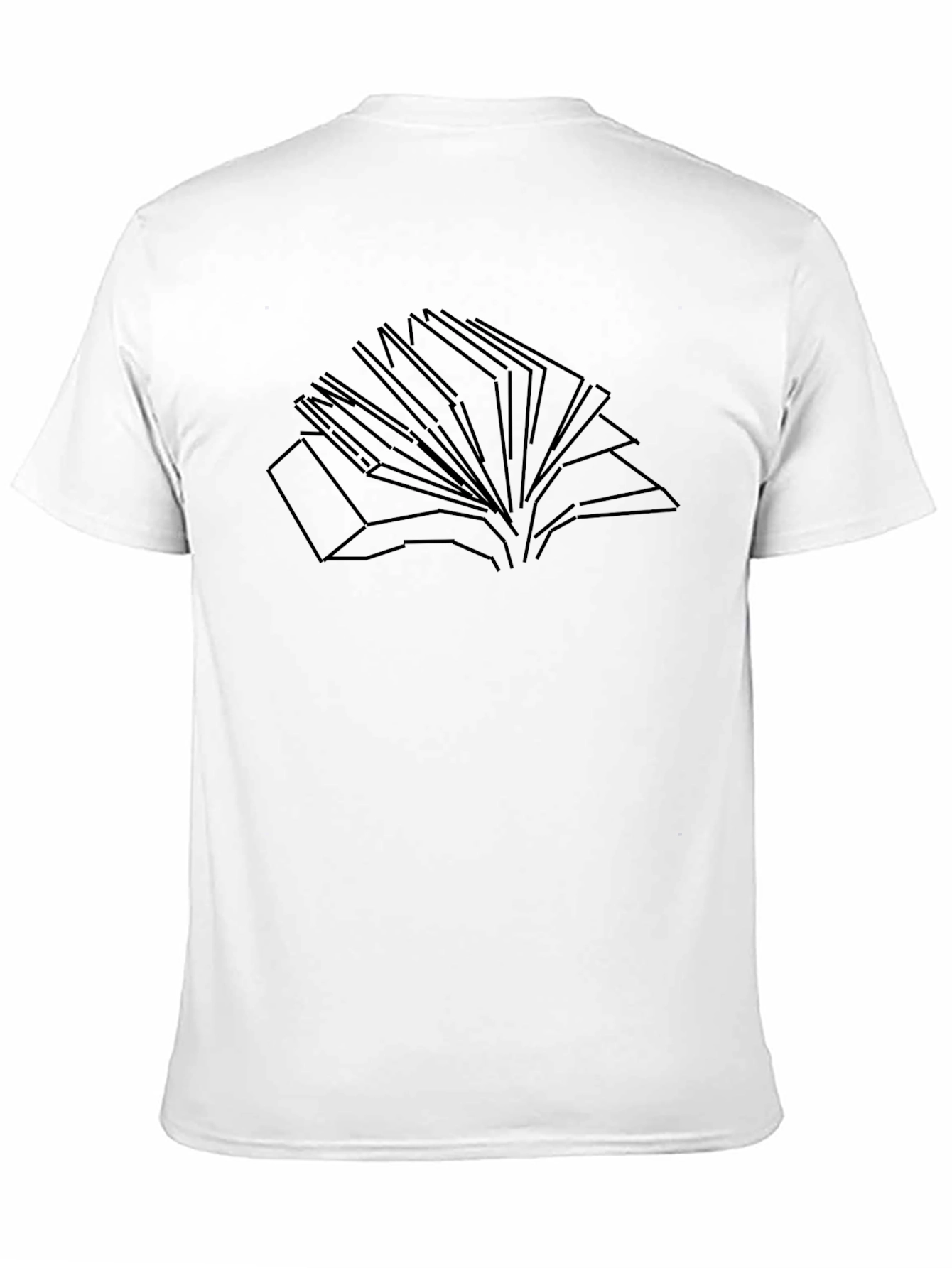 Minimalist Open Book Line Art Black T-Shirt