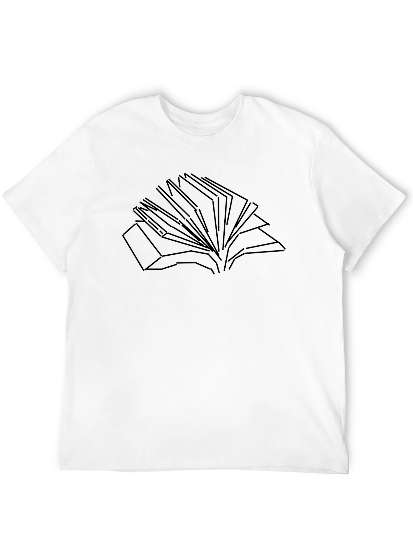 Minimalist Open Book Line Art Black T-Shirt
