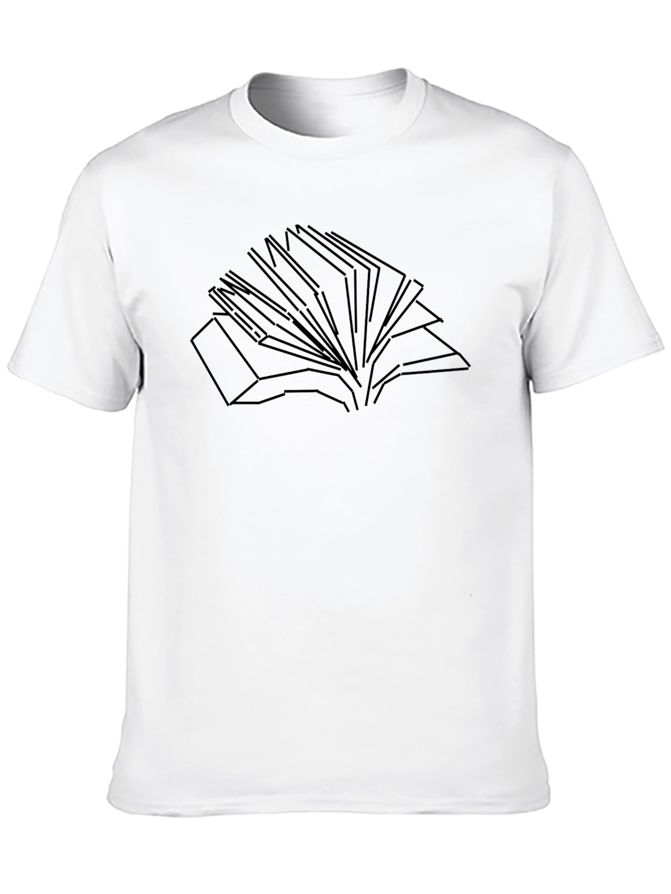 Minimalist Open Book Line Art Black T-Shirt