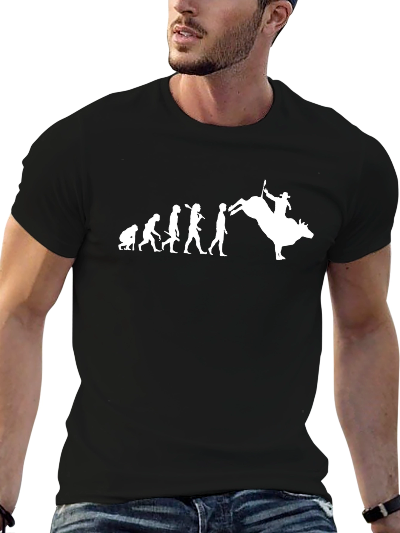 Evolution of Rodeo: Mens Graphic T-Shirt