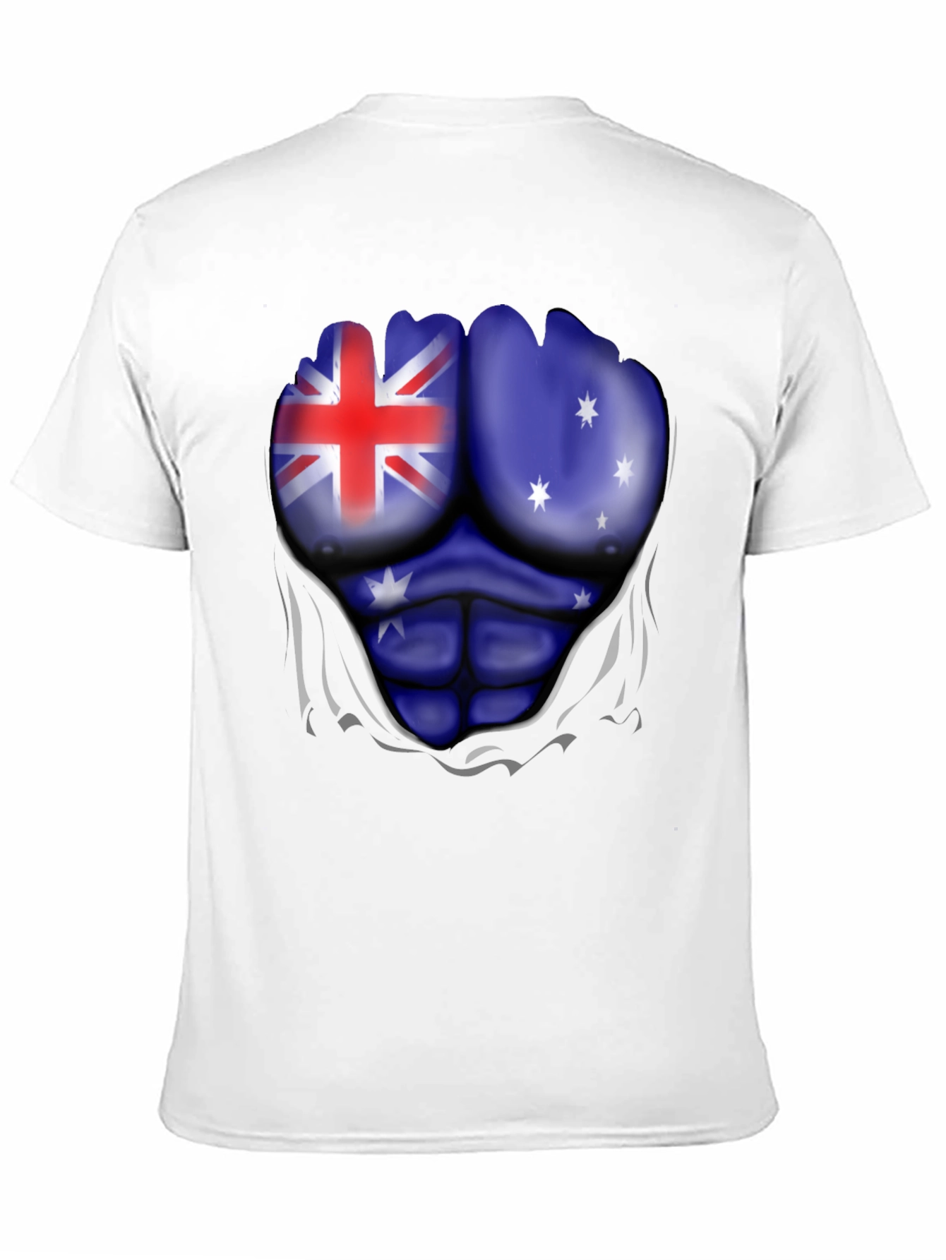 Australian Flag Muscle Print Black T-Shirt