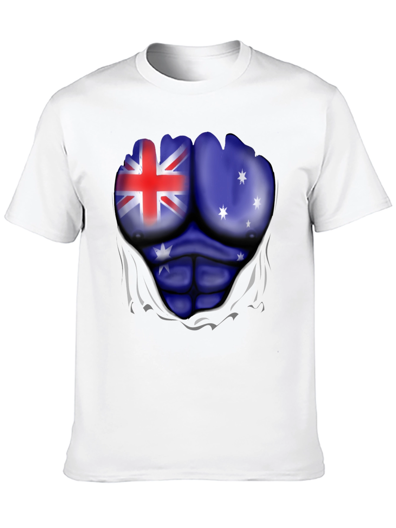 Australian Flag Muscle Print Black T-Shirt