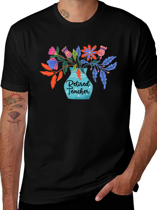 Retired Teacher Floral Vase T-Shirt