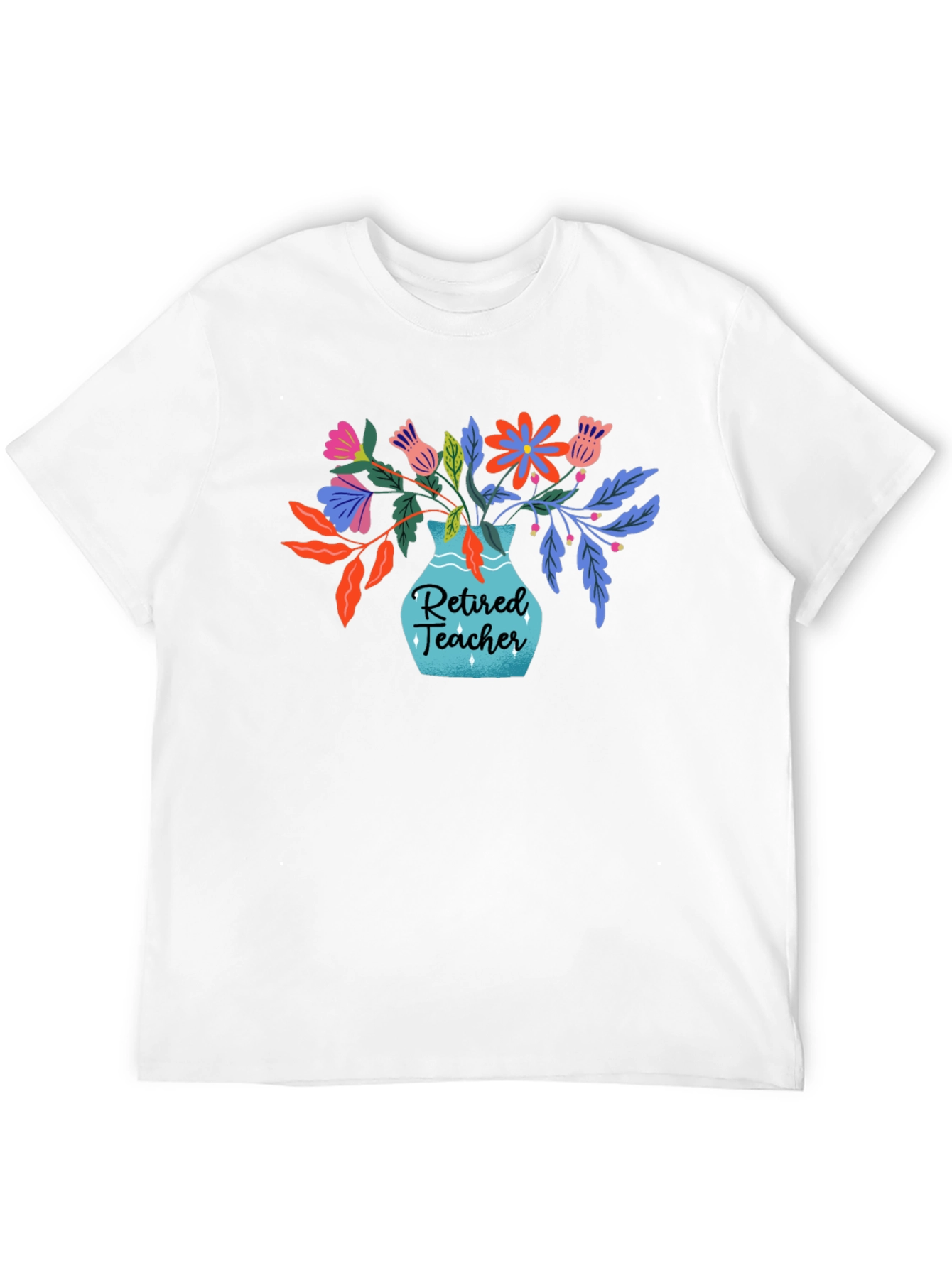 Retired Teacher Floral Vase T-Shirt