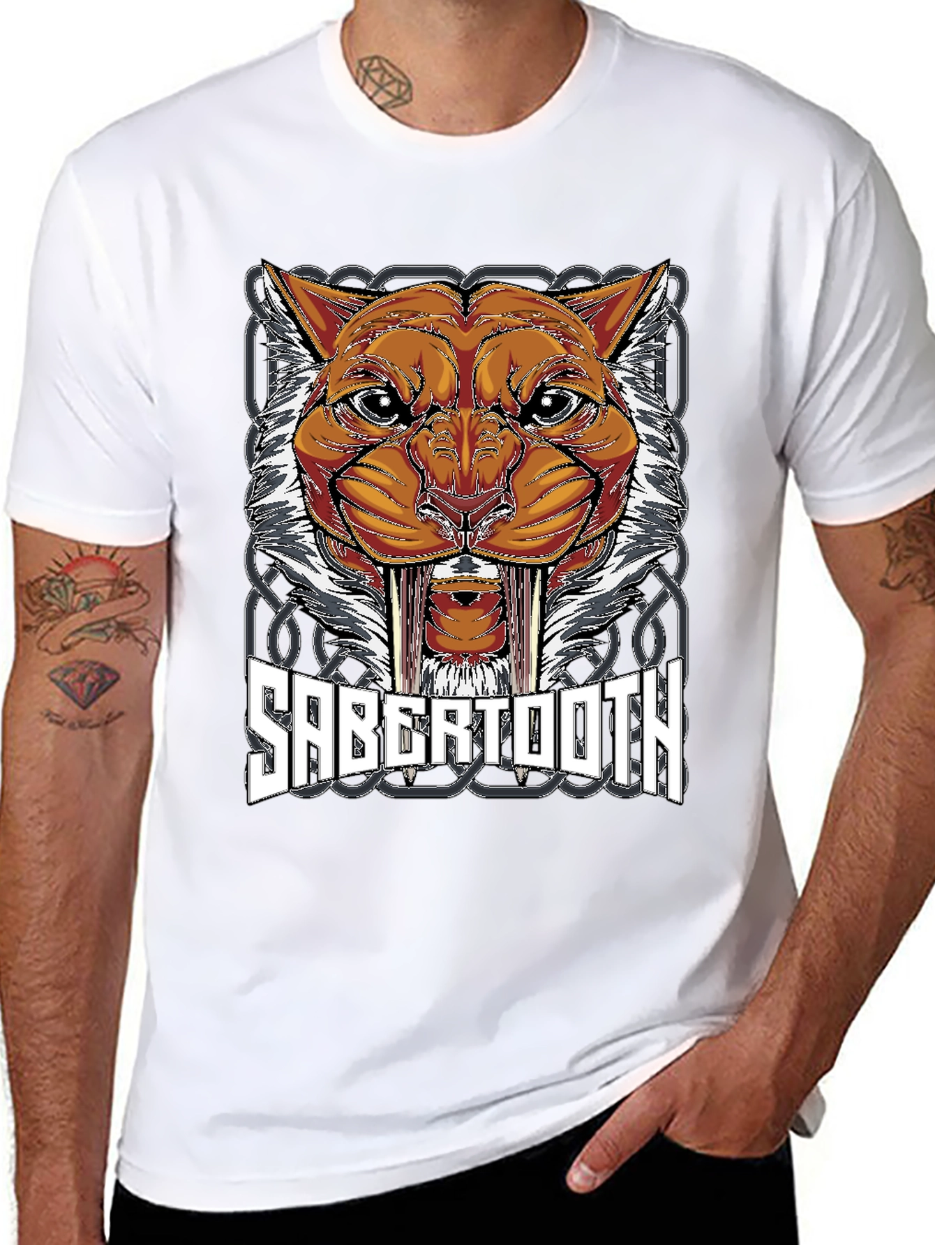 Sabertooth Tiger Graphic Print T-Shirt
