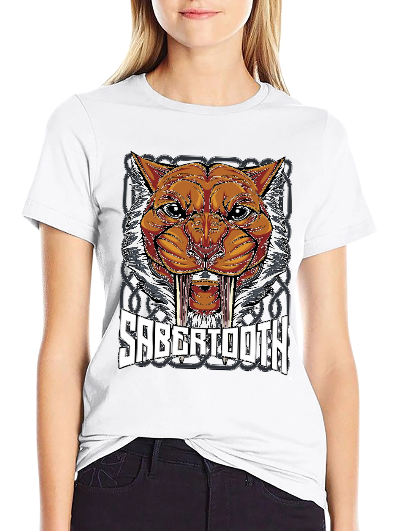 Sabertooth Tiger Graphic Print T-Shirt