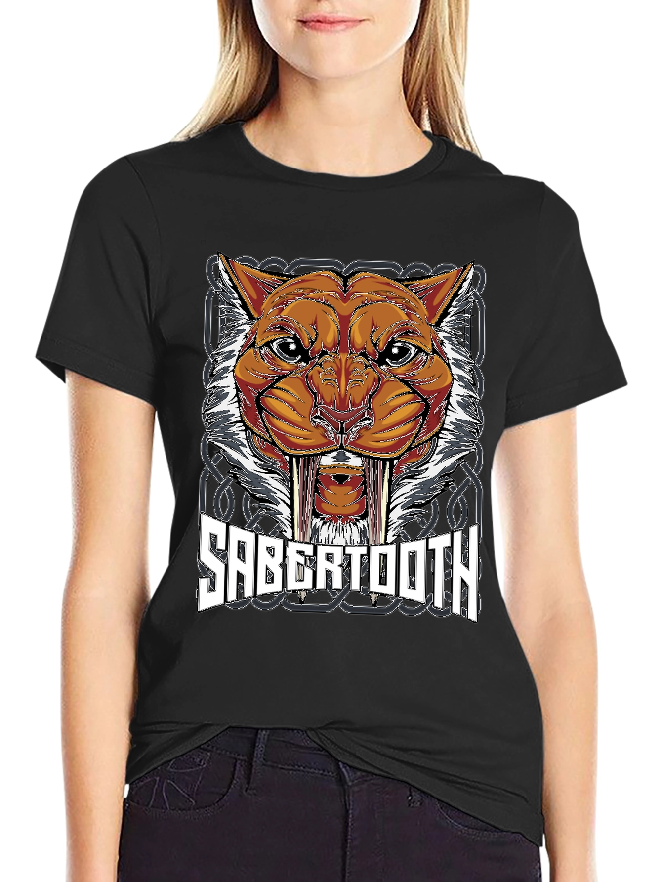 Sabertooth Tiger Graphic Print T-Shirt