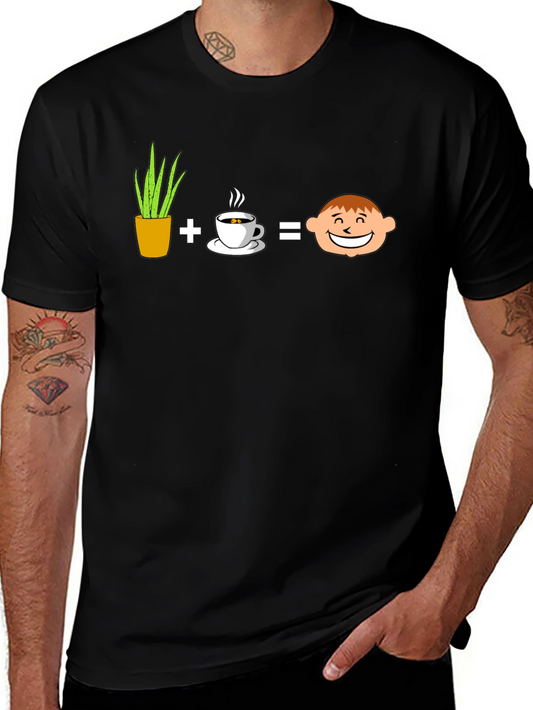 Plant Coffee Equals Happy Face Graphic T-Shirt