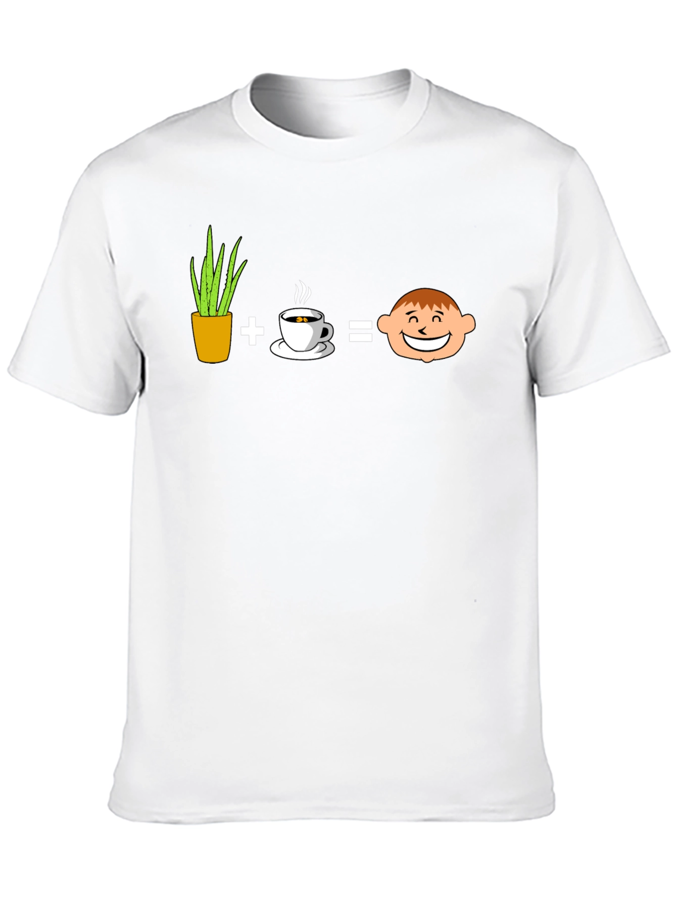 Plant Coffee Equals Happy Face Graphic T-Shirt