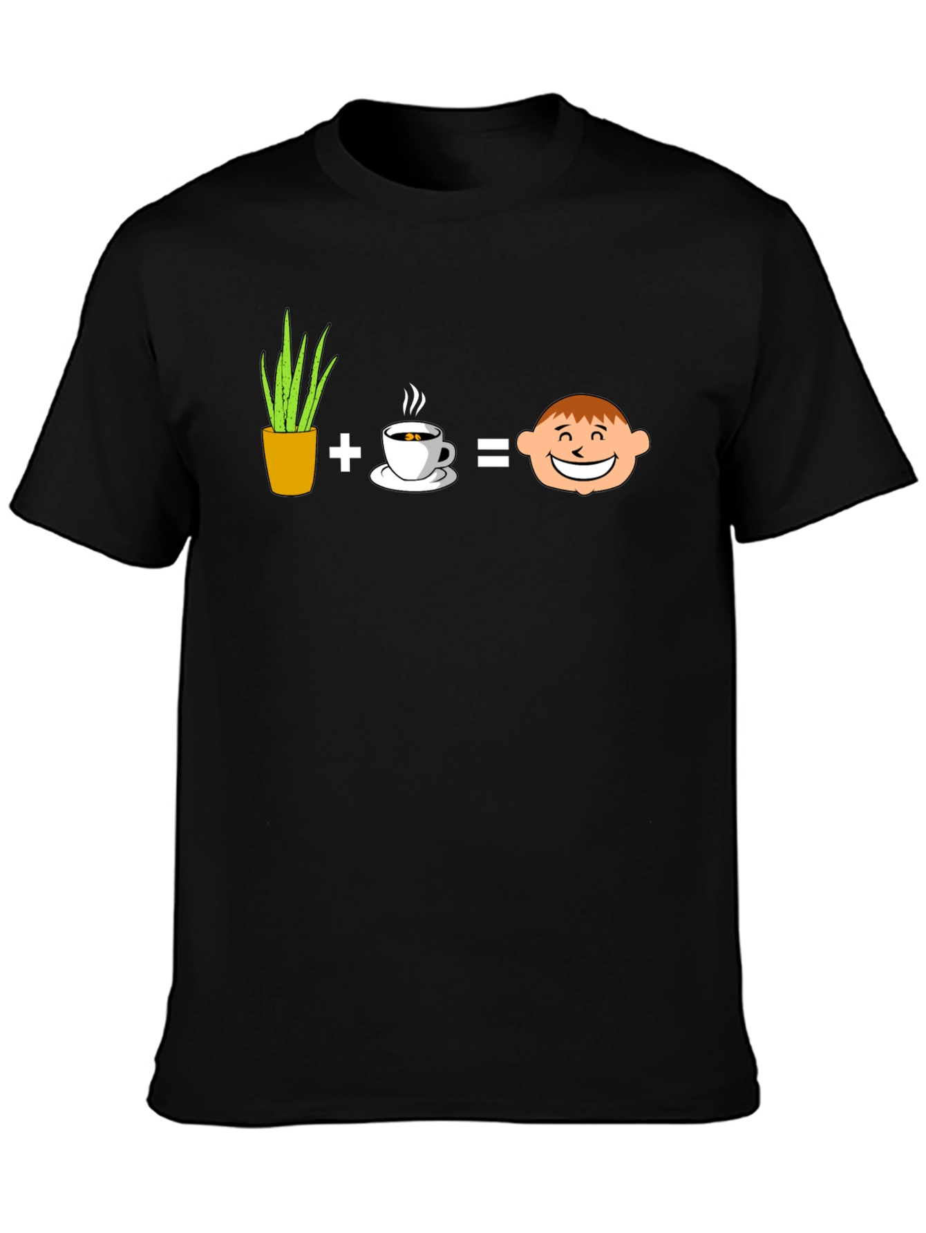 Plant Coffee Equals Happy Face Graphic T-Shirt