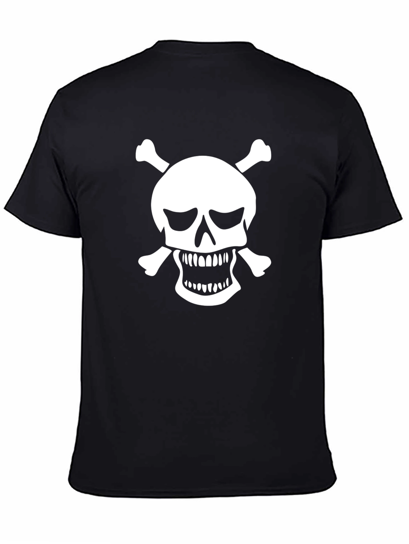 Skull & Crossbones Graphic Tee - Black Cotton T-Shirt