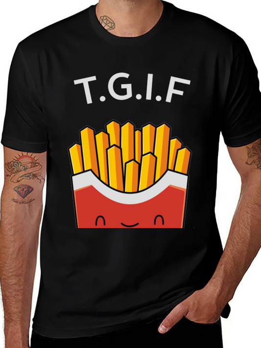 TGIF French Fries Graphic Tee - Black Crew Neck
