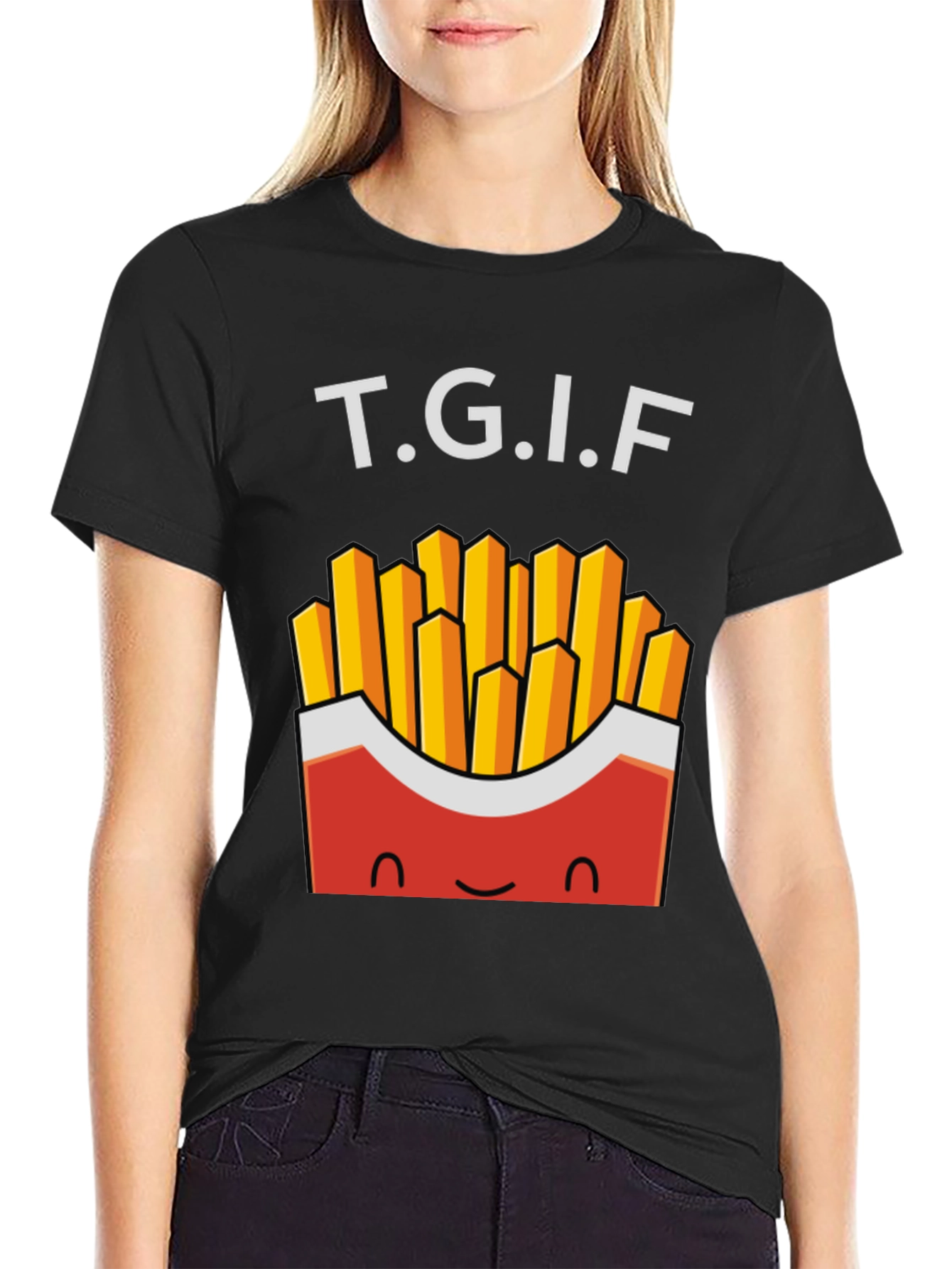 TGIF French Fries Graphic Tee - Black Crew Neck