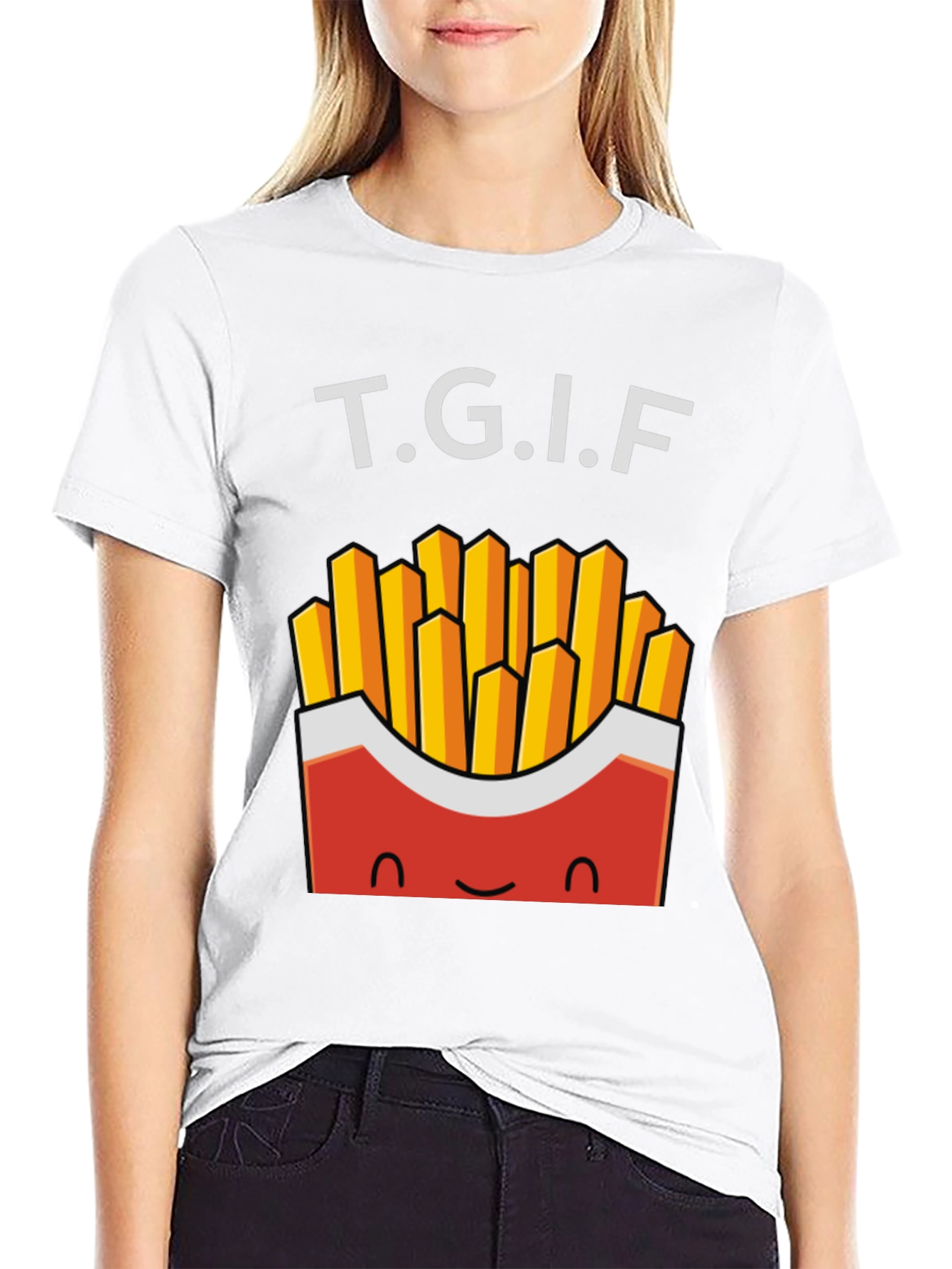 TGIF French Fries Graphic Tee - Black Crew Neck