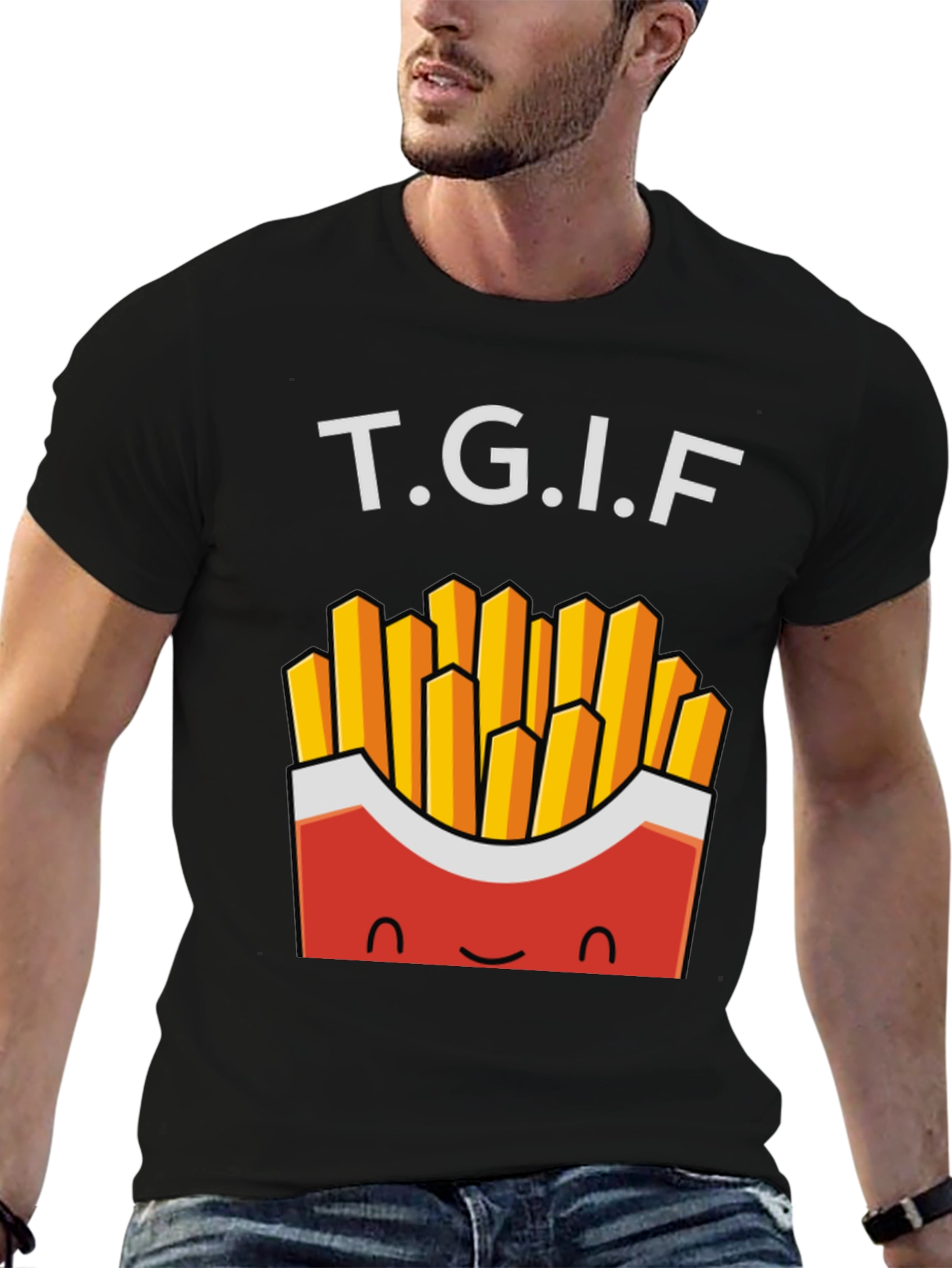 TGIF French Fries Graphic Tee - Black Crew Neck