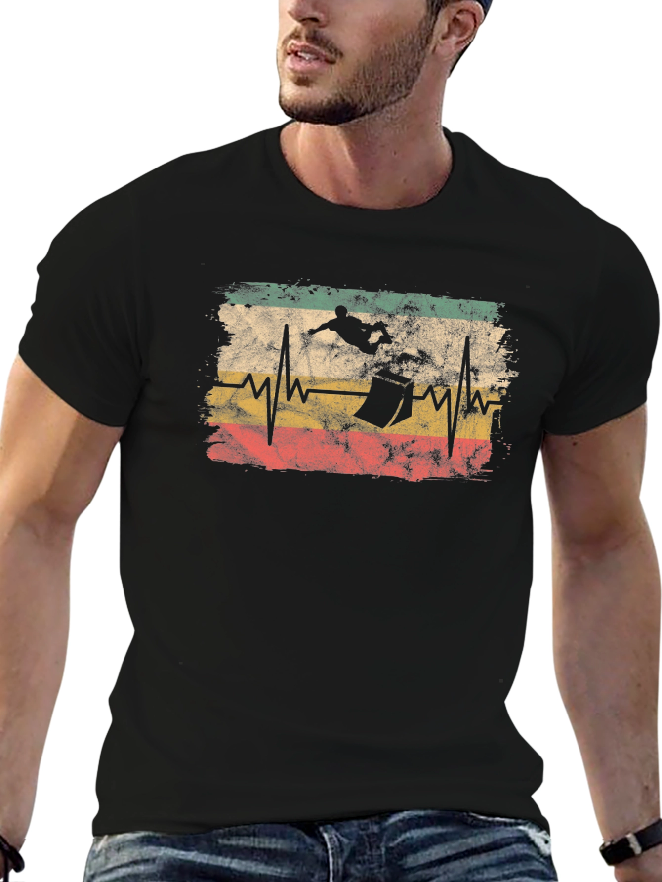 Skateboarding Heartbeat Graphic T-Shirt