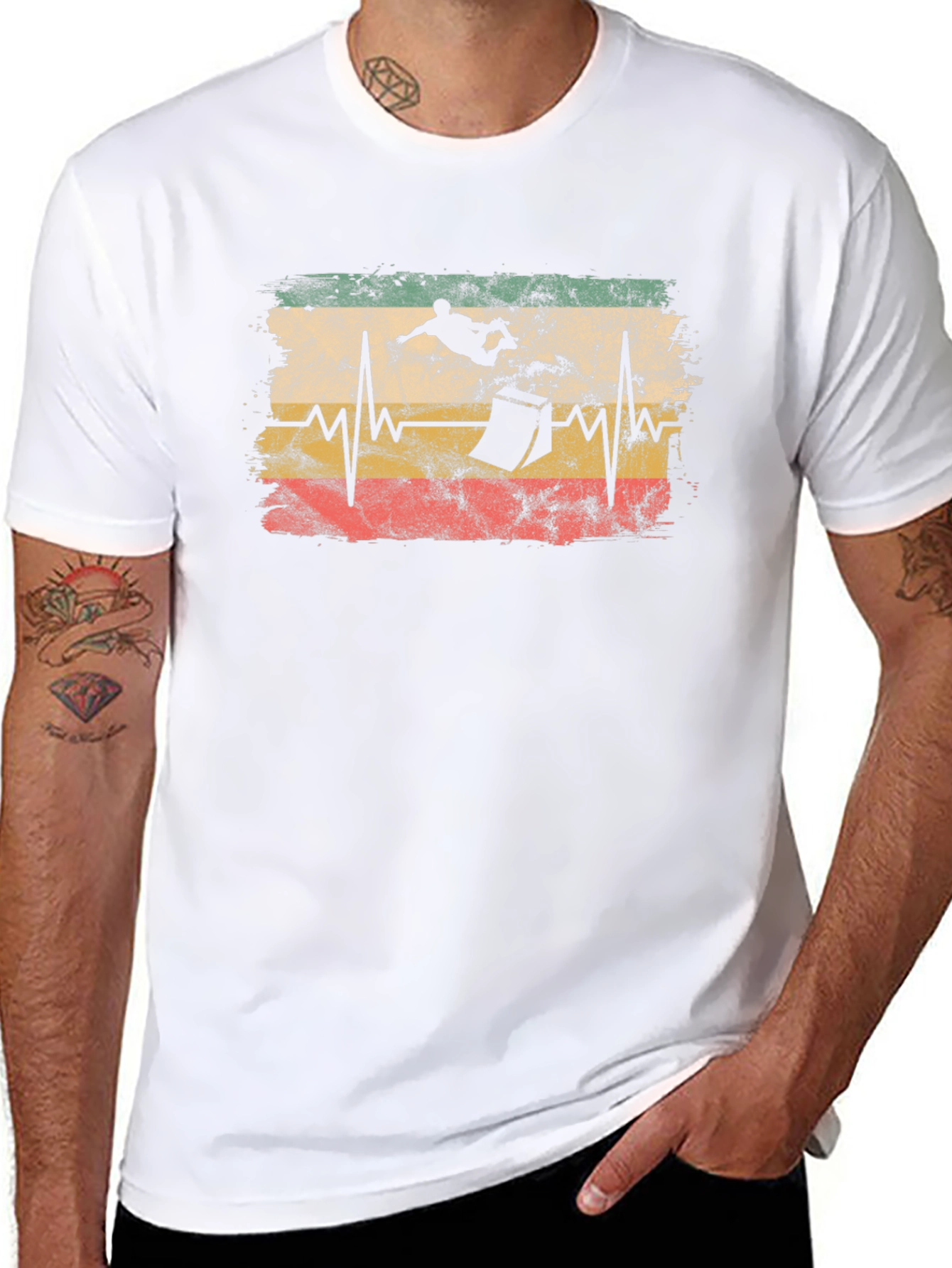 Skateboarding Heartbeat Graphic T-Shirt