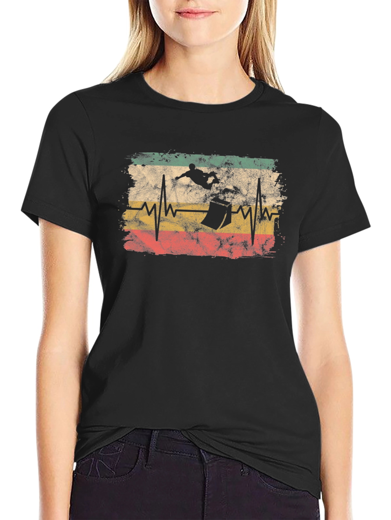 Skateboarding Heartbeat Graphic T-Shirt