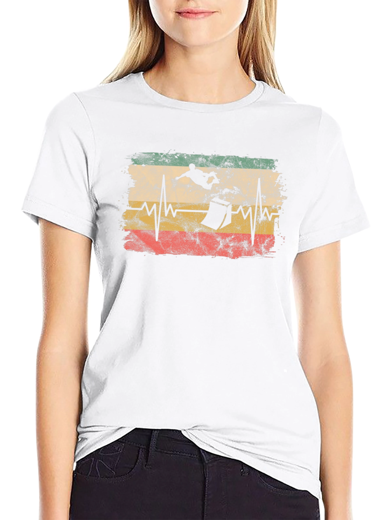 Skateboarding Heartbeat Graphic T-Shirt