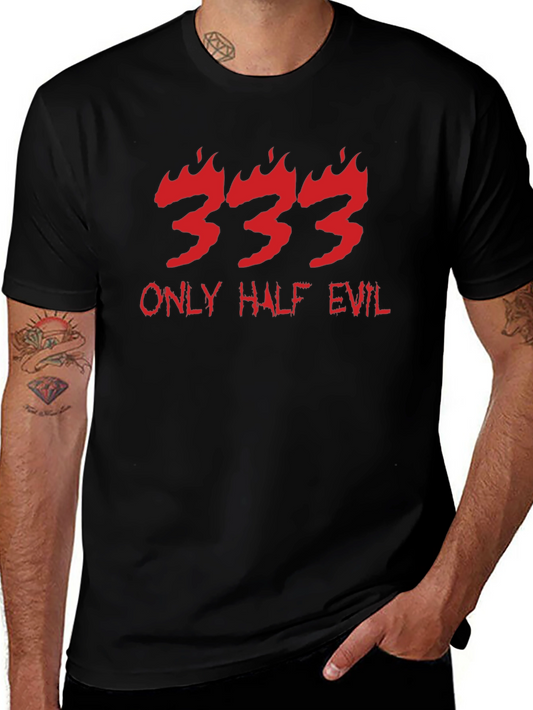 333 Only Half Evil Graphic Print Black T-Shirt