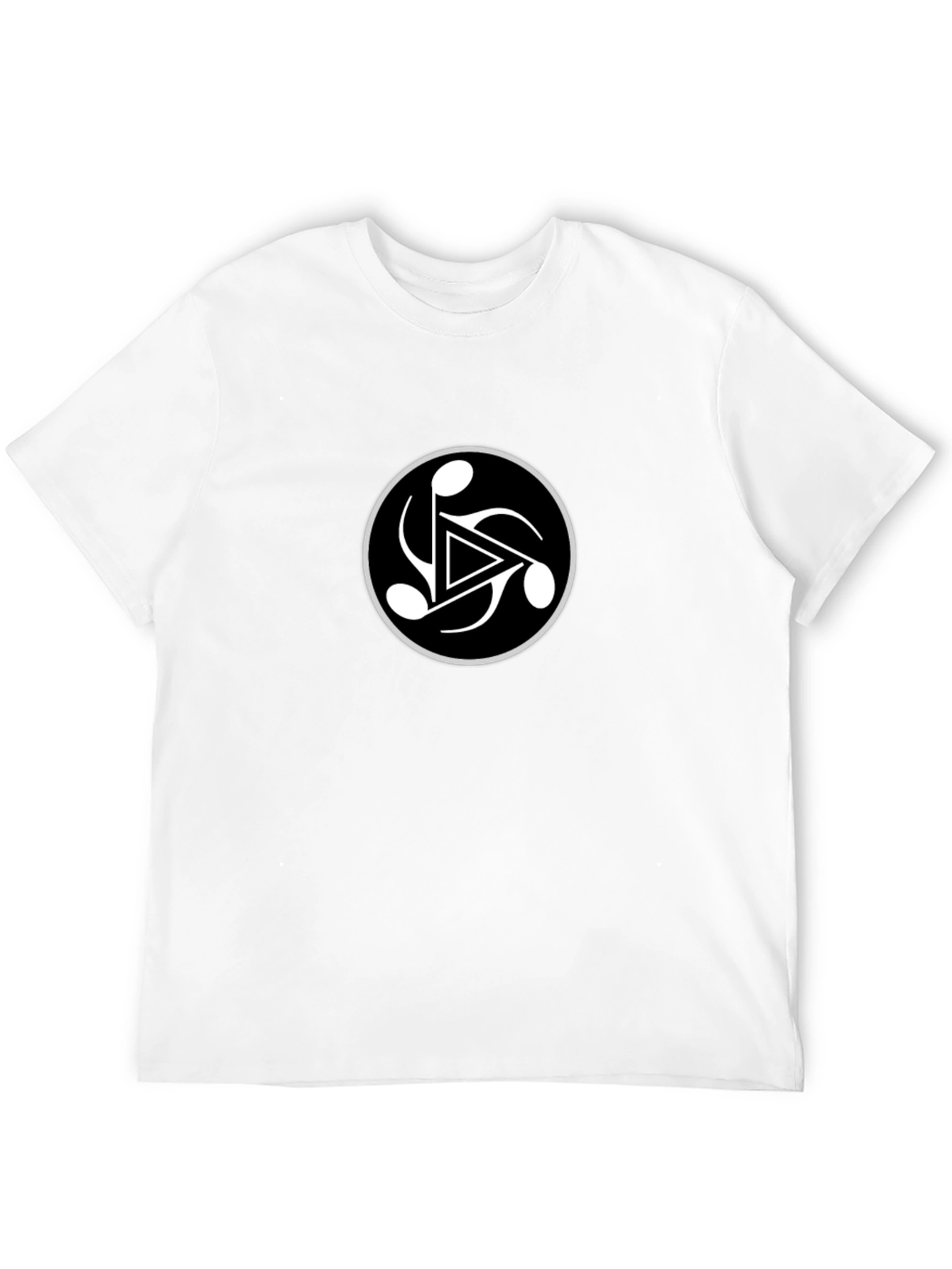 Black Tee with Abstract Symbol Circle Graphic