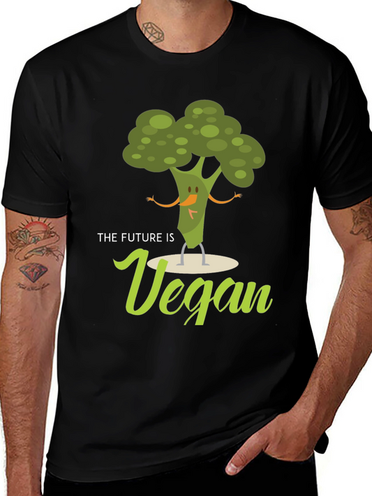 Vegan Future Broccoli Tee - Black Graphic T-Shirt