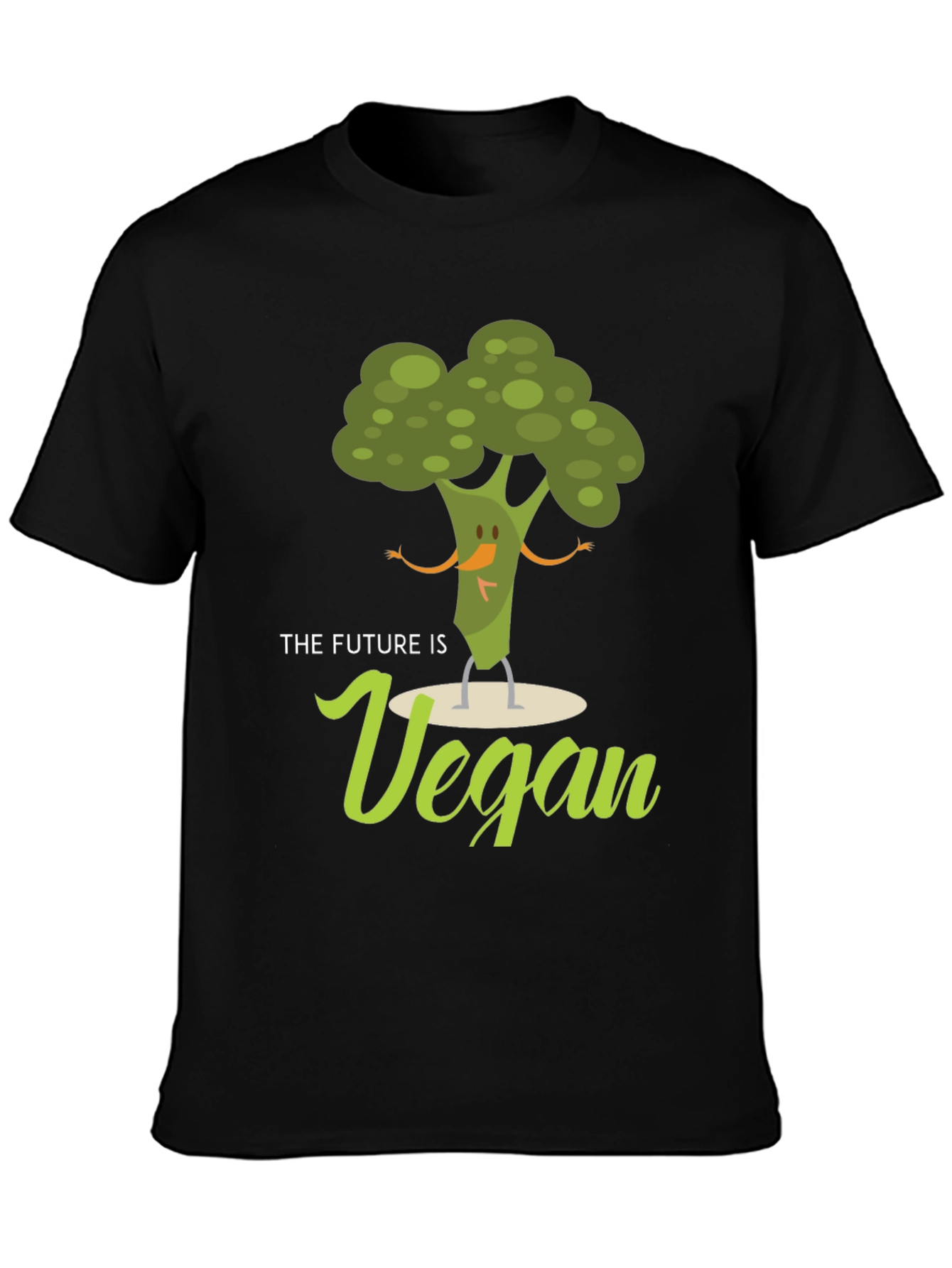 Vegan Future Broccoli Tee - Black Graphic T-Shirt