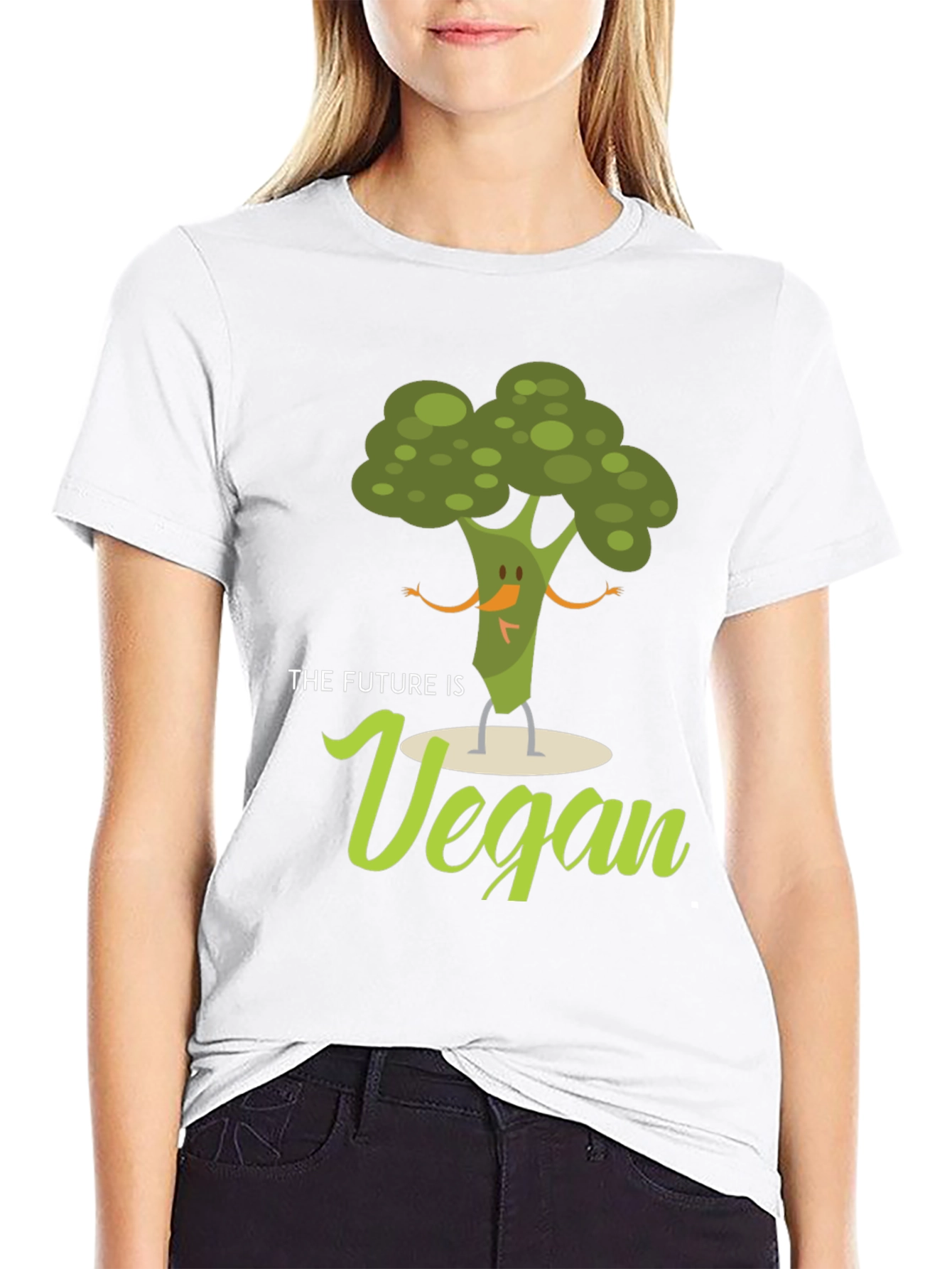Vegan Future Broccoli Tee - Black Graphic T-Shirt