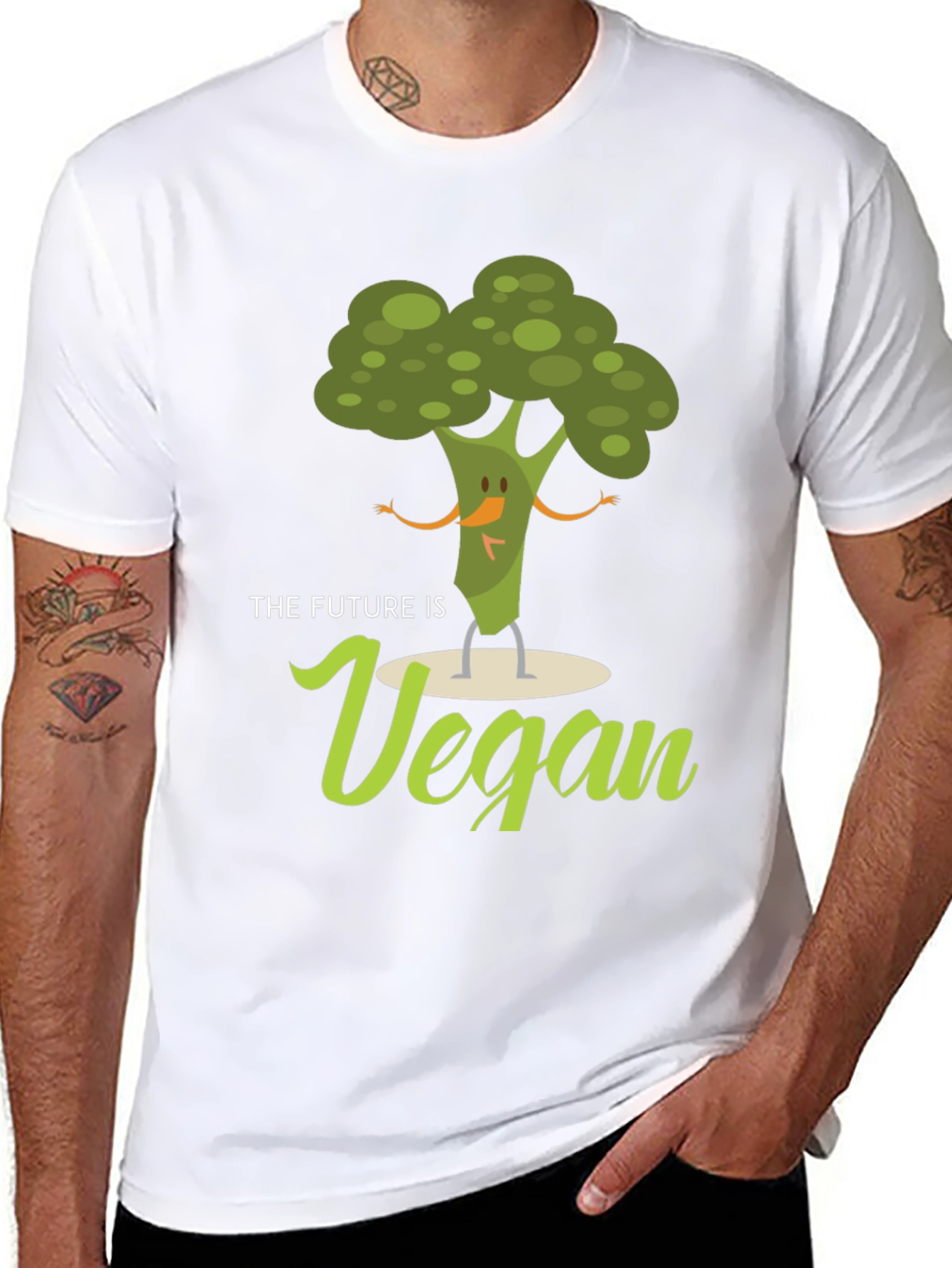Vegan Future Broccoli Tee - Black Graphic T-Shirt