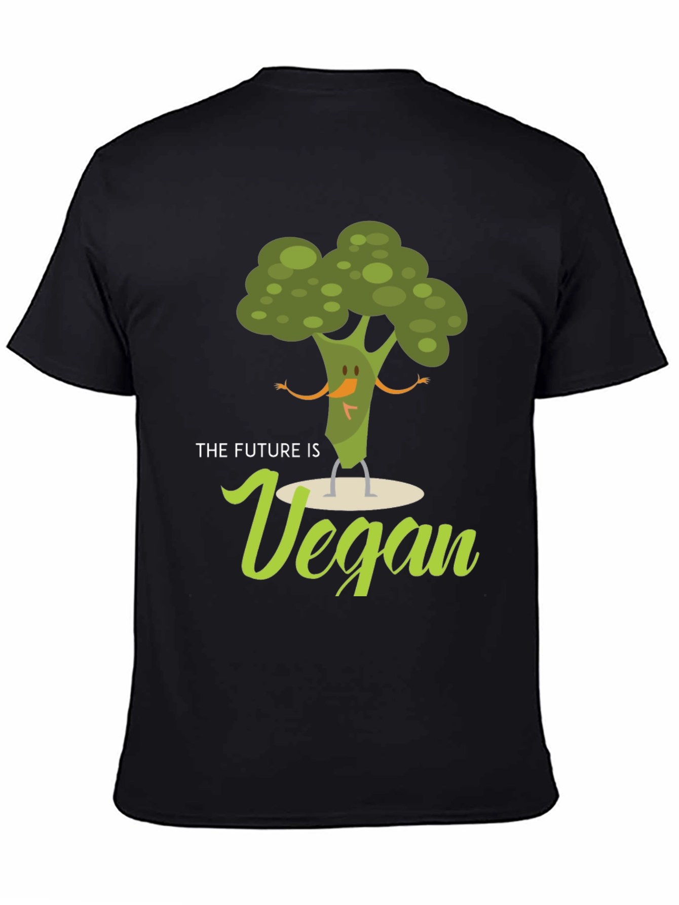 Vegan Future Broccoli Tee - Black Graphic T-Shirt