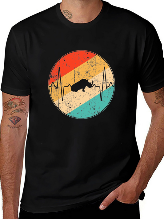 Retro Rhino Heartbeat Graphic Tee