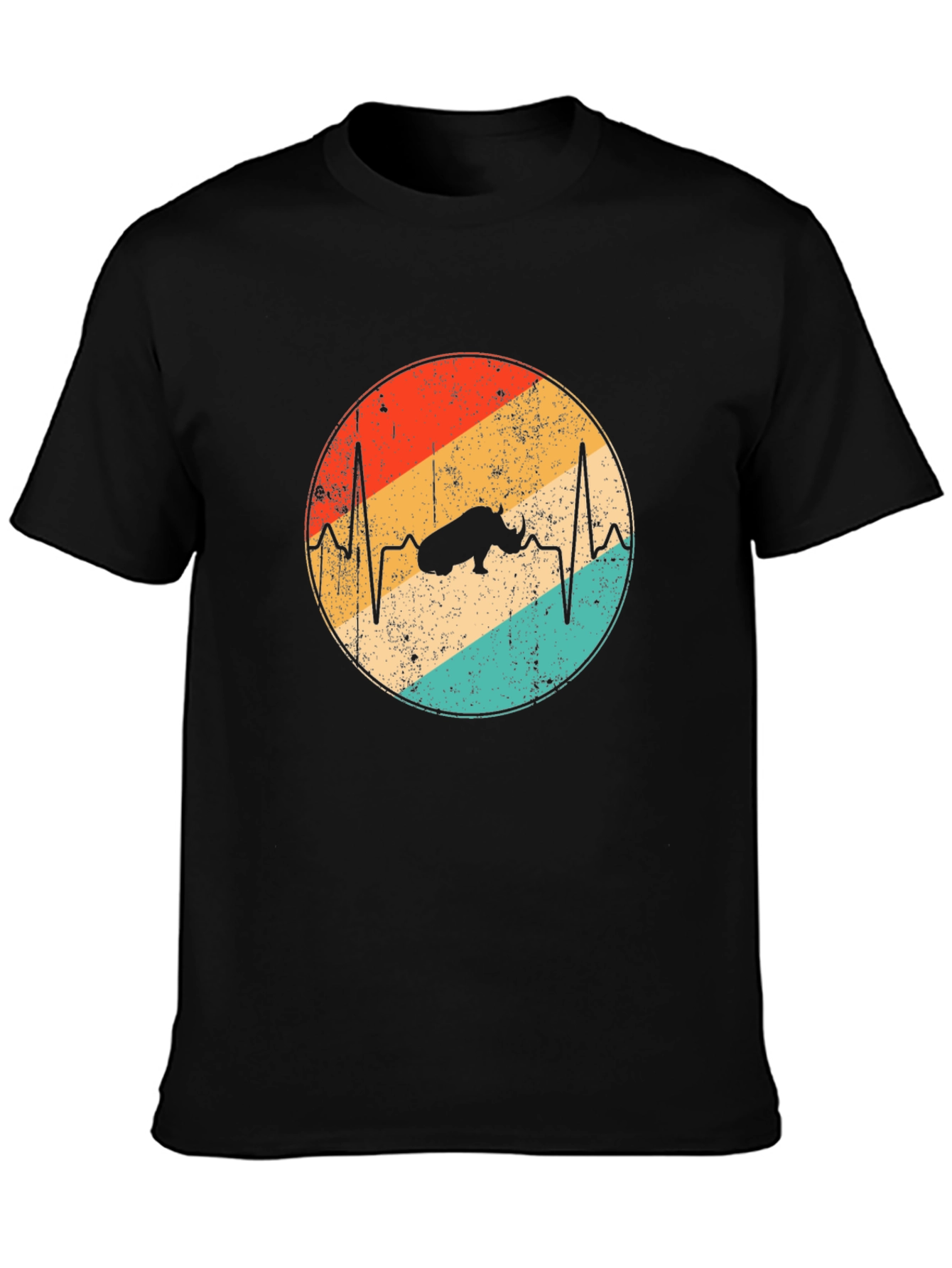 Retro Rhino Heartbeat Graphic Tee