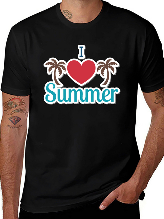 I Heart Summer Palm Tree Graphic Black T-Shirt