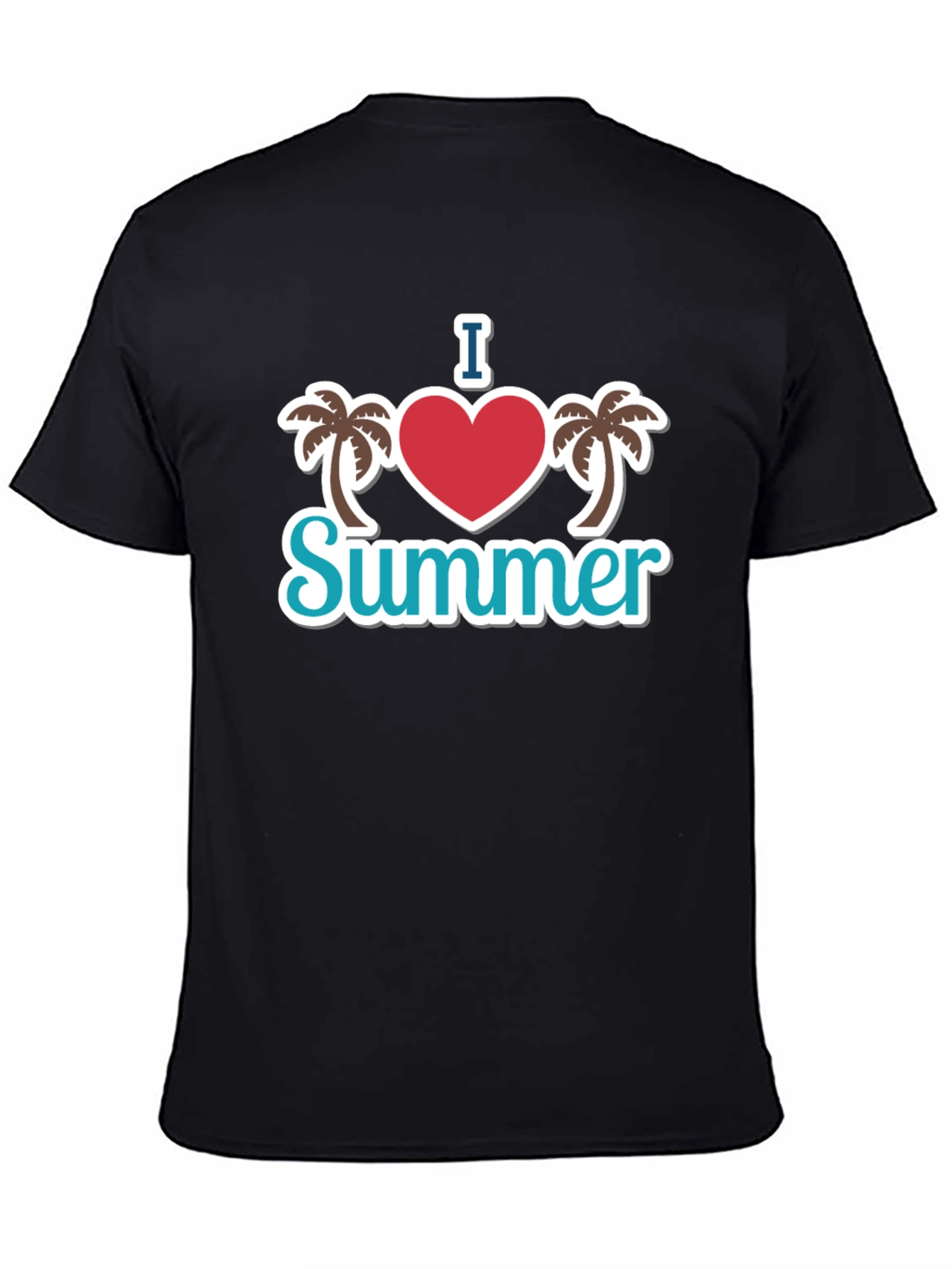 I Heart Summer Palm Tree Graphic Black T-Shirt