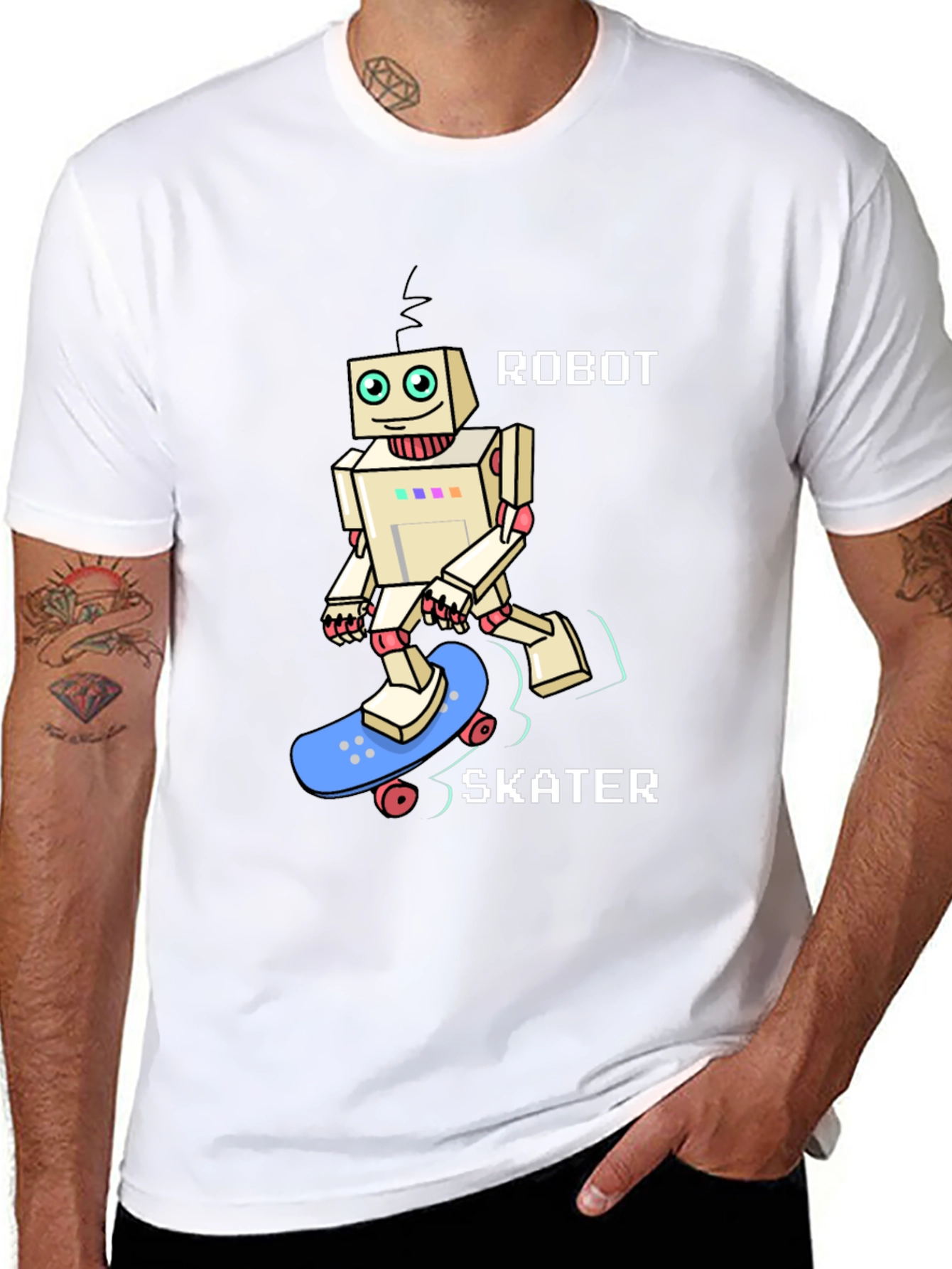 Robot Skater Graphic Tee - Cool & Unique Design