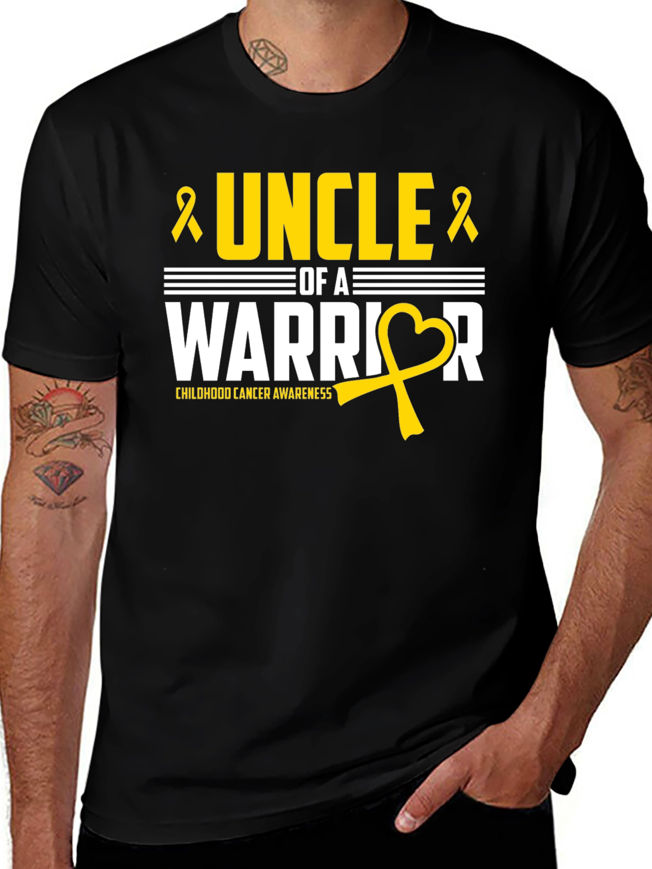 Uncle of a Warrior Childhood Cancer Awareness T-Shirt