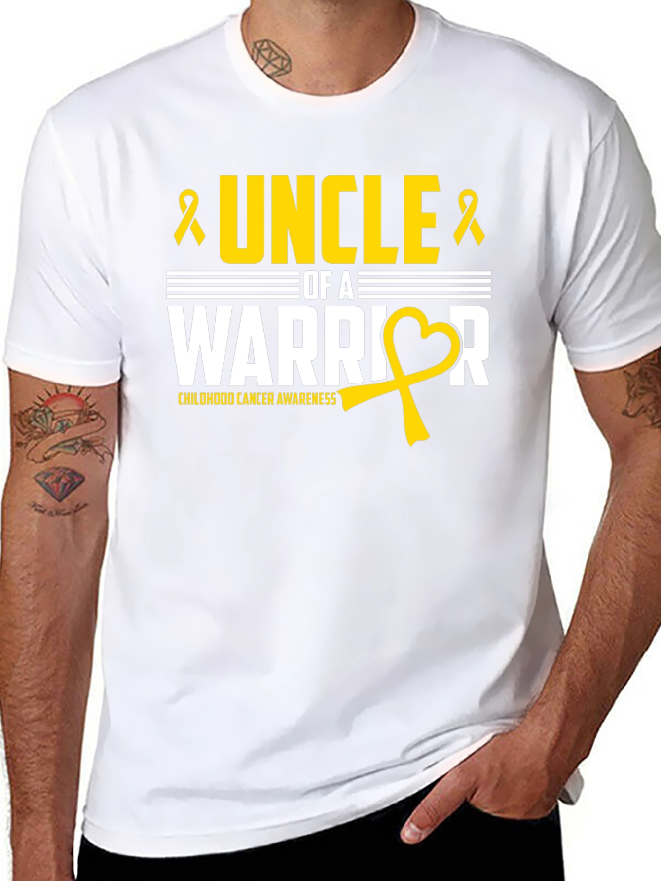 Uncle of a Warrior Childhood Cancer Awareness T-Shirt