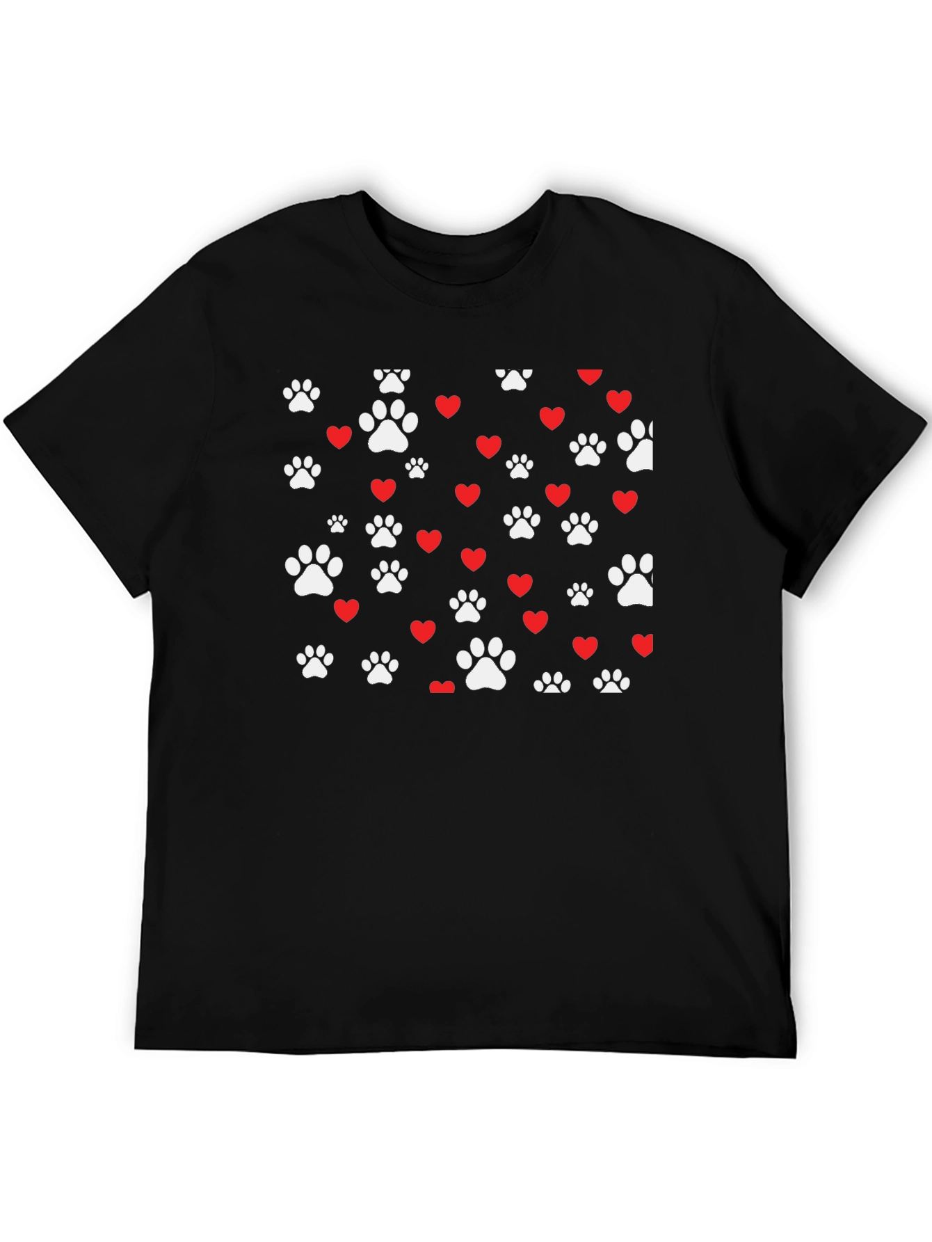 Paw Prints & Hearts Black Tee