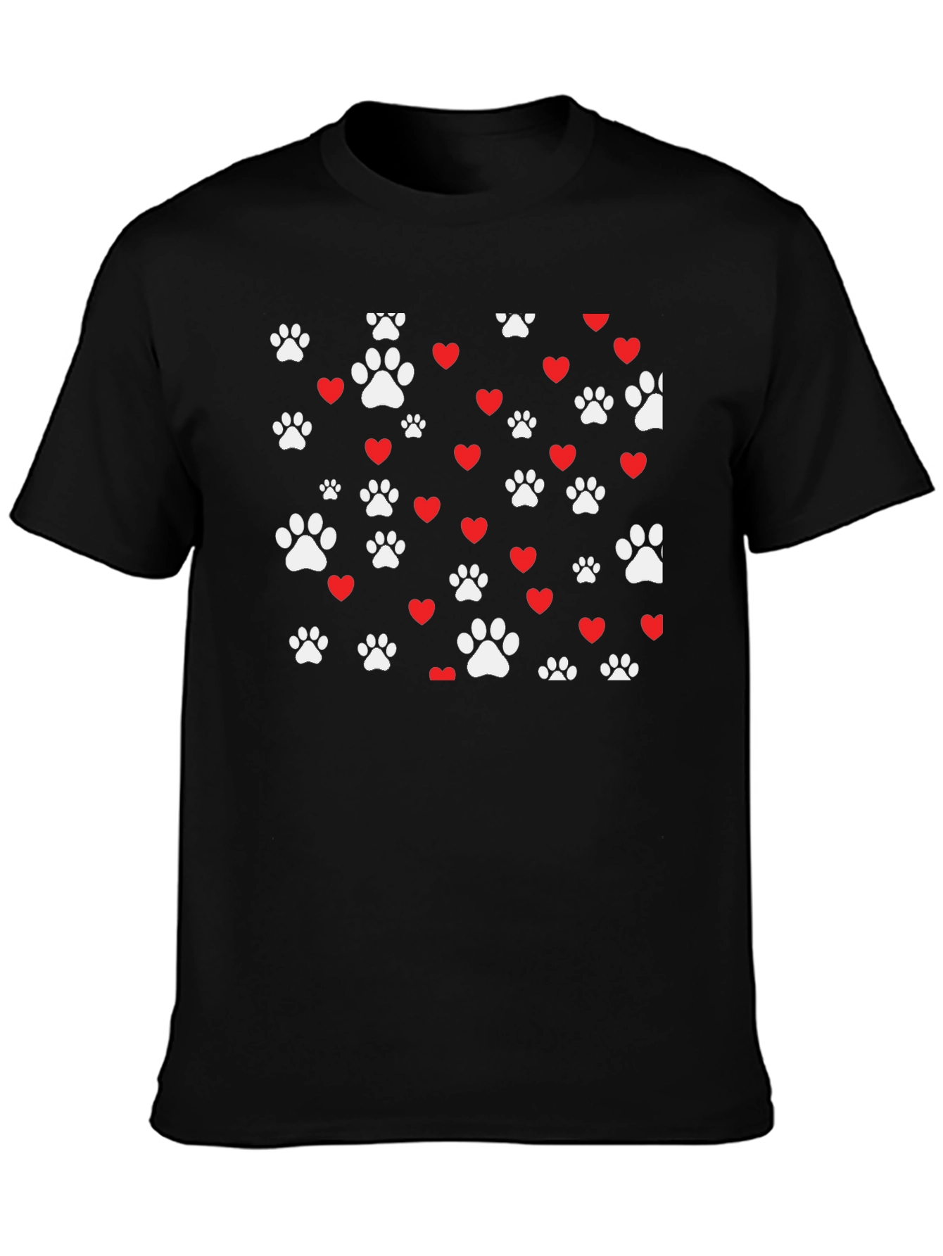Paw Prints & Hearts Black Tee