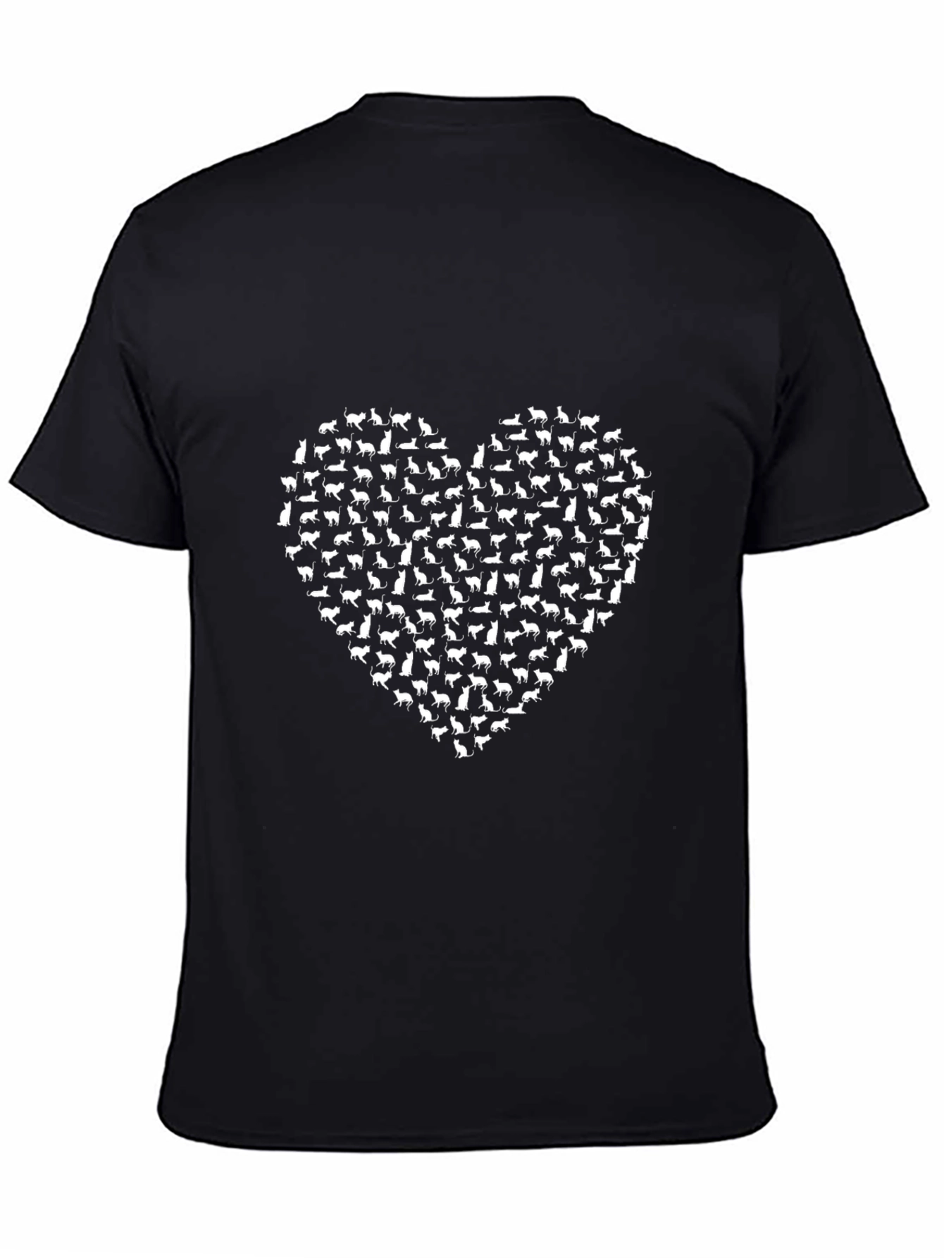Cat Lover Heart T-Shirt - Black