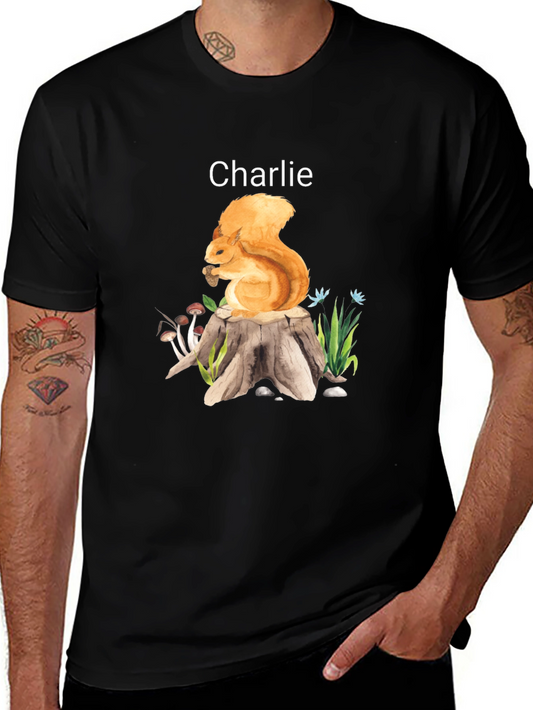 Squirrel on Stump Tee - Personalized Name Shirt