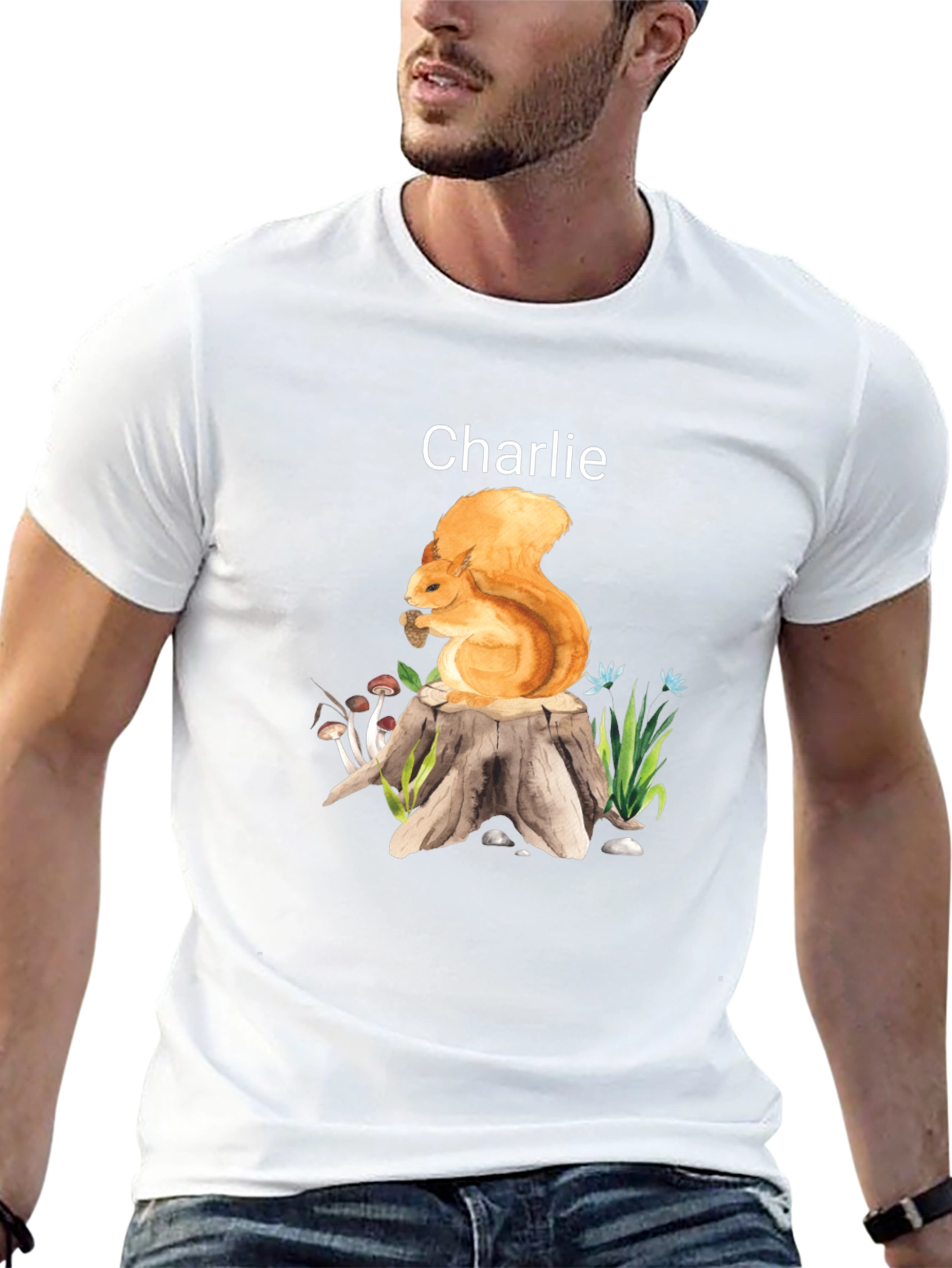 Squirrel on Stump Tee - Personalized Name Shirt