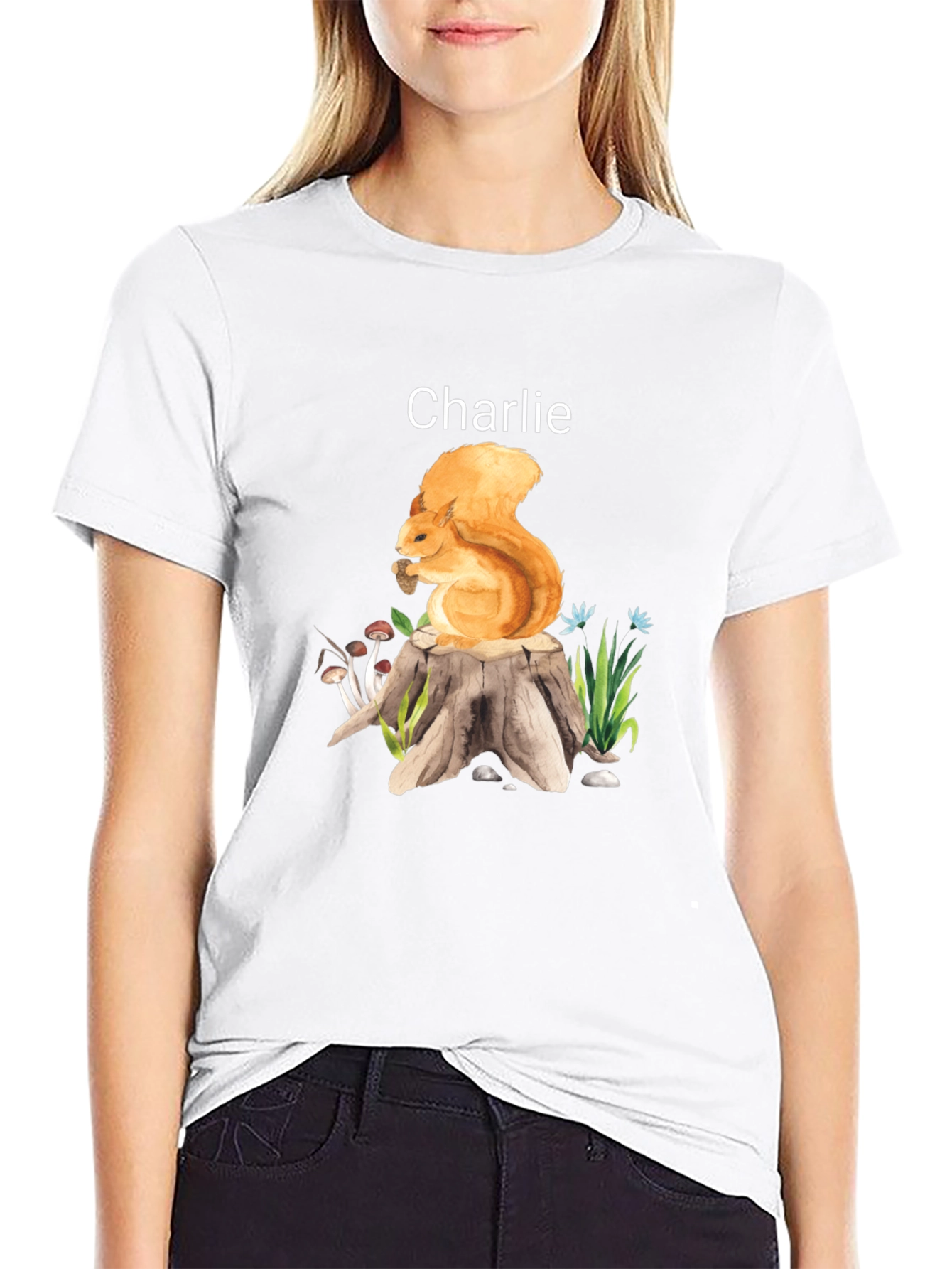 Squirrel on Stump Tee - Personalized Name Shirt