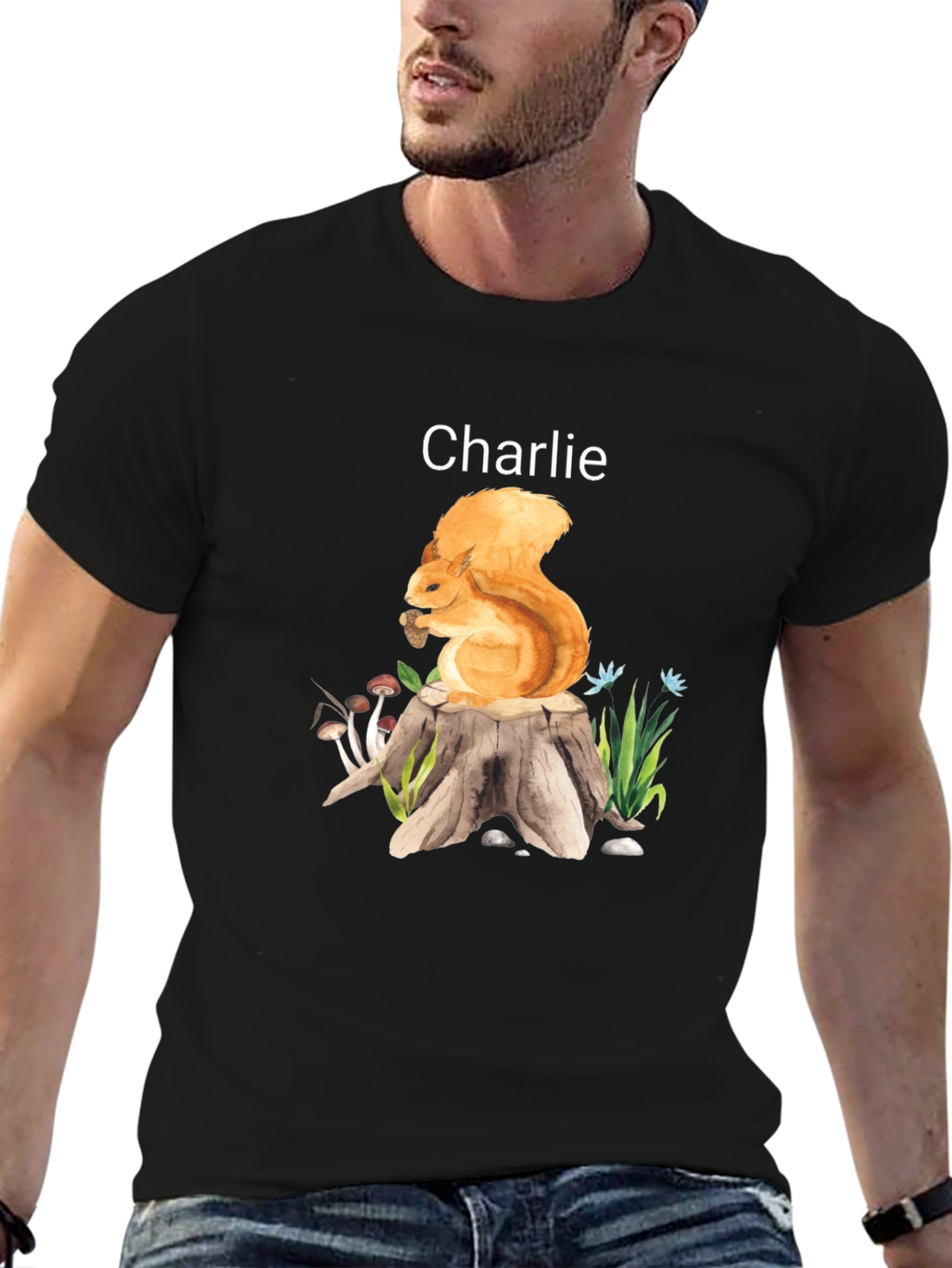 Squirrel on Stump Tee - Personalized Name Shirt