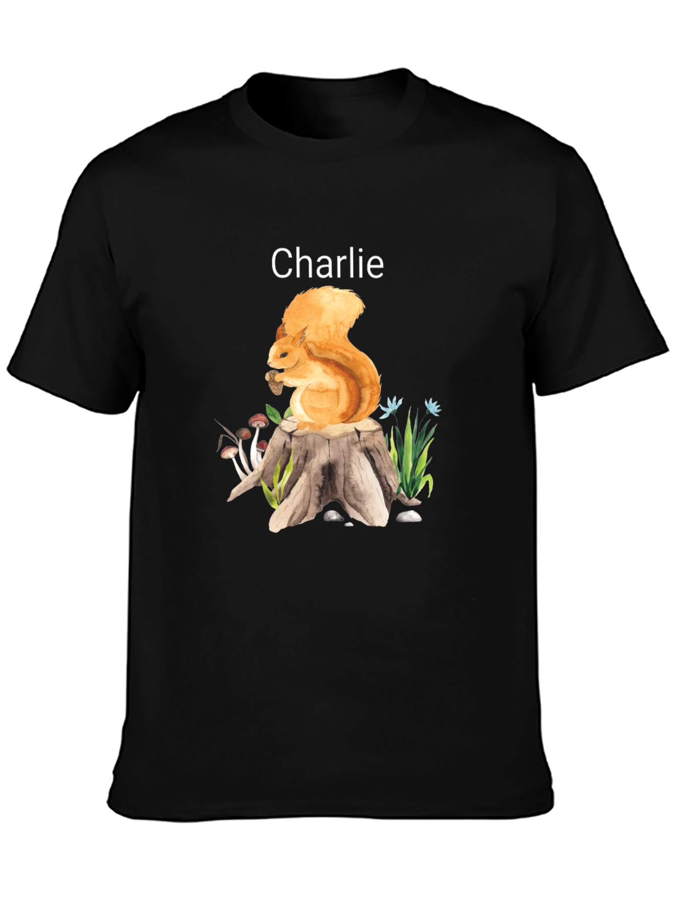 Squirrel on Stump Tee - Personalized Name Shirt