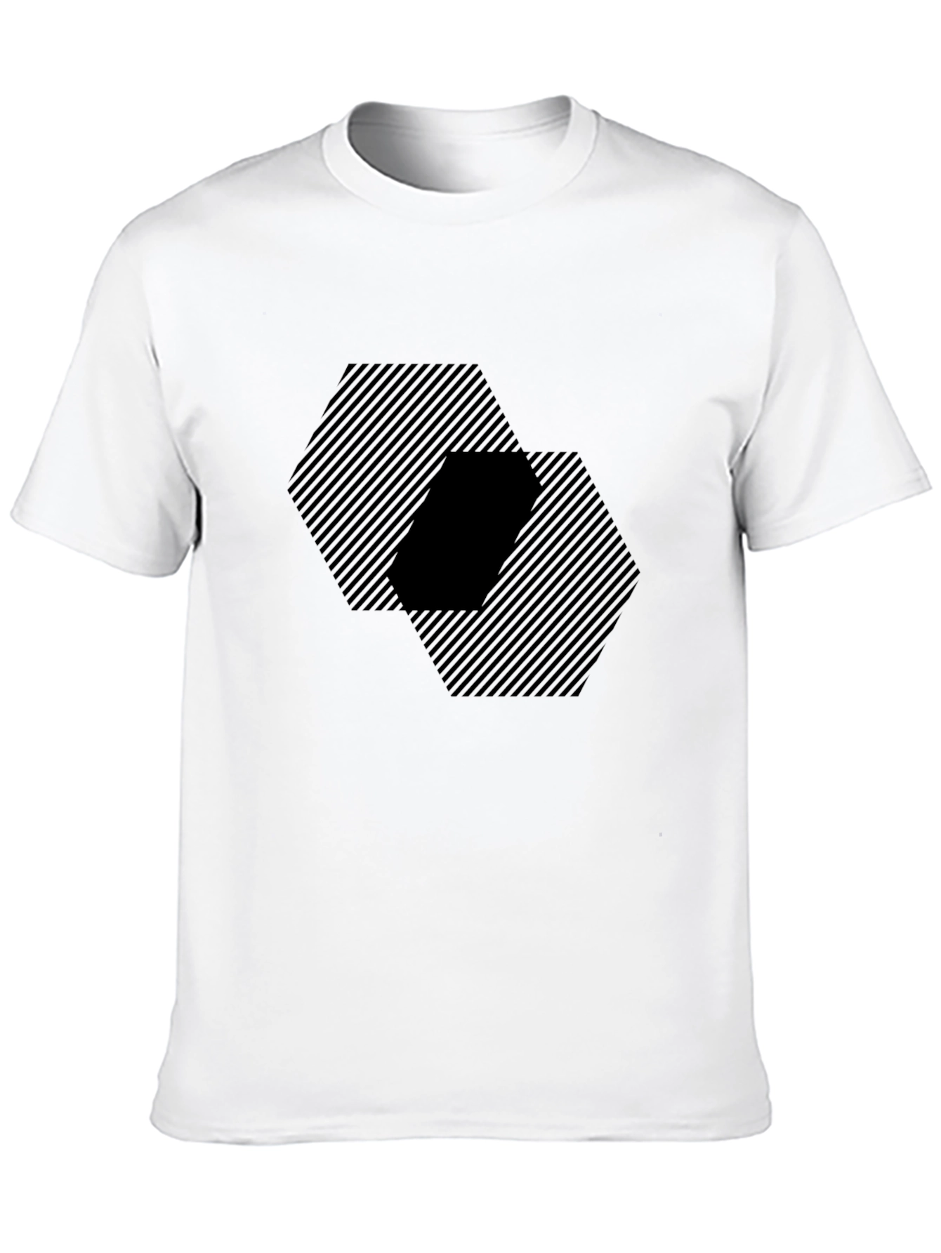 Striking Hexagon Patterned Black Tee