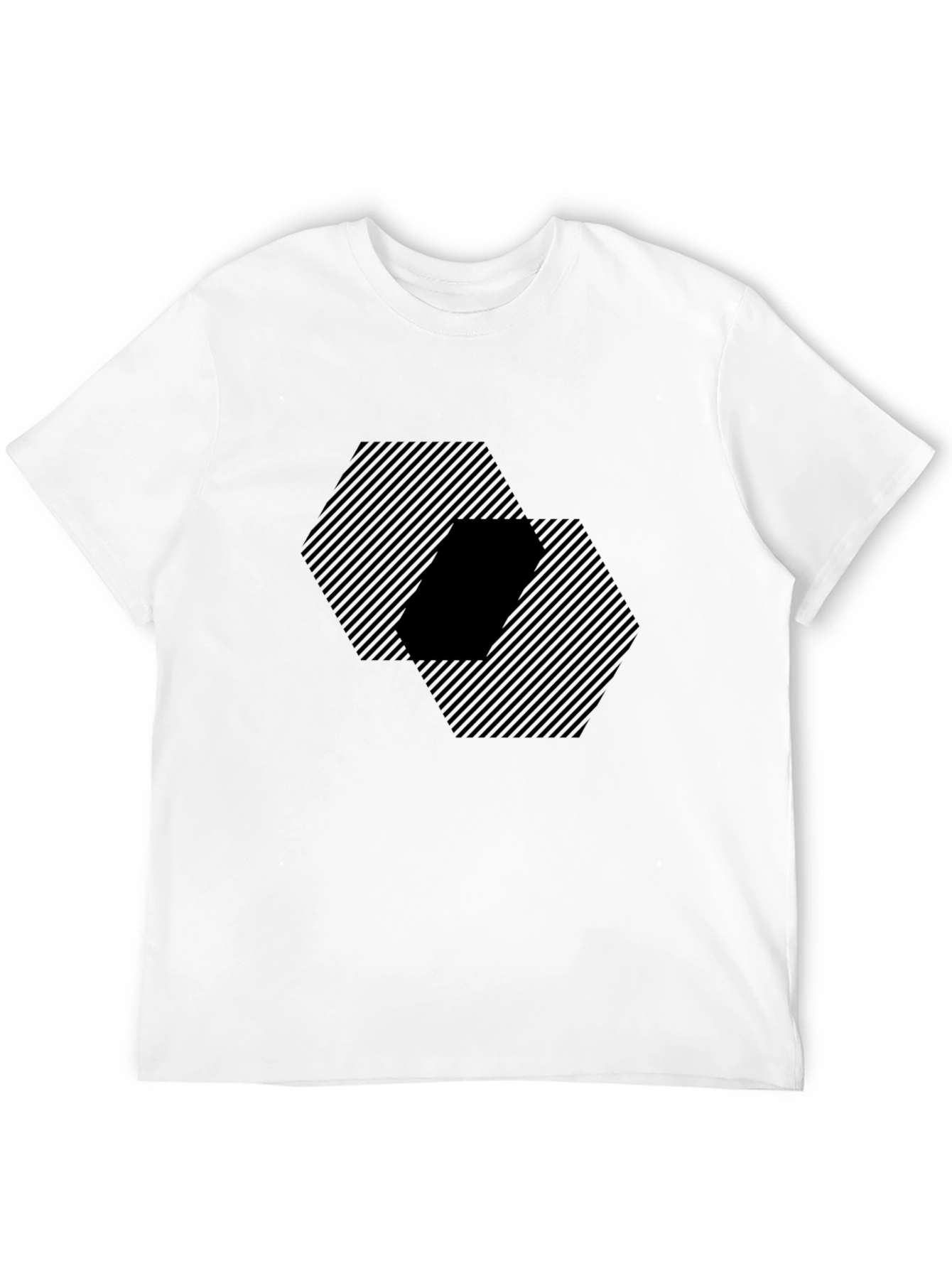 Striking Hexagon Patterned Black Tee