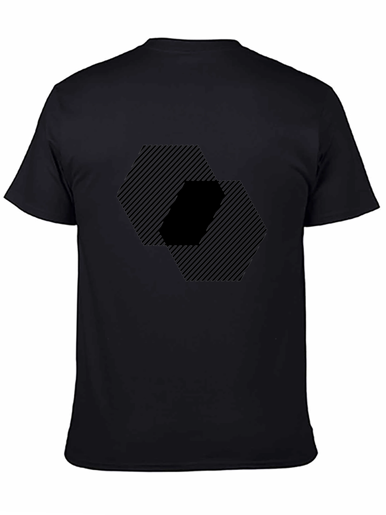 Striking Hexagon Patterned Black Tee