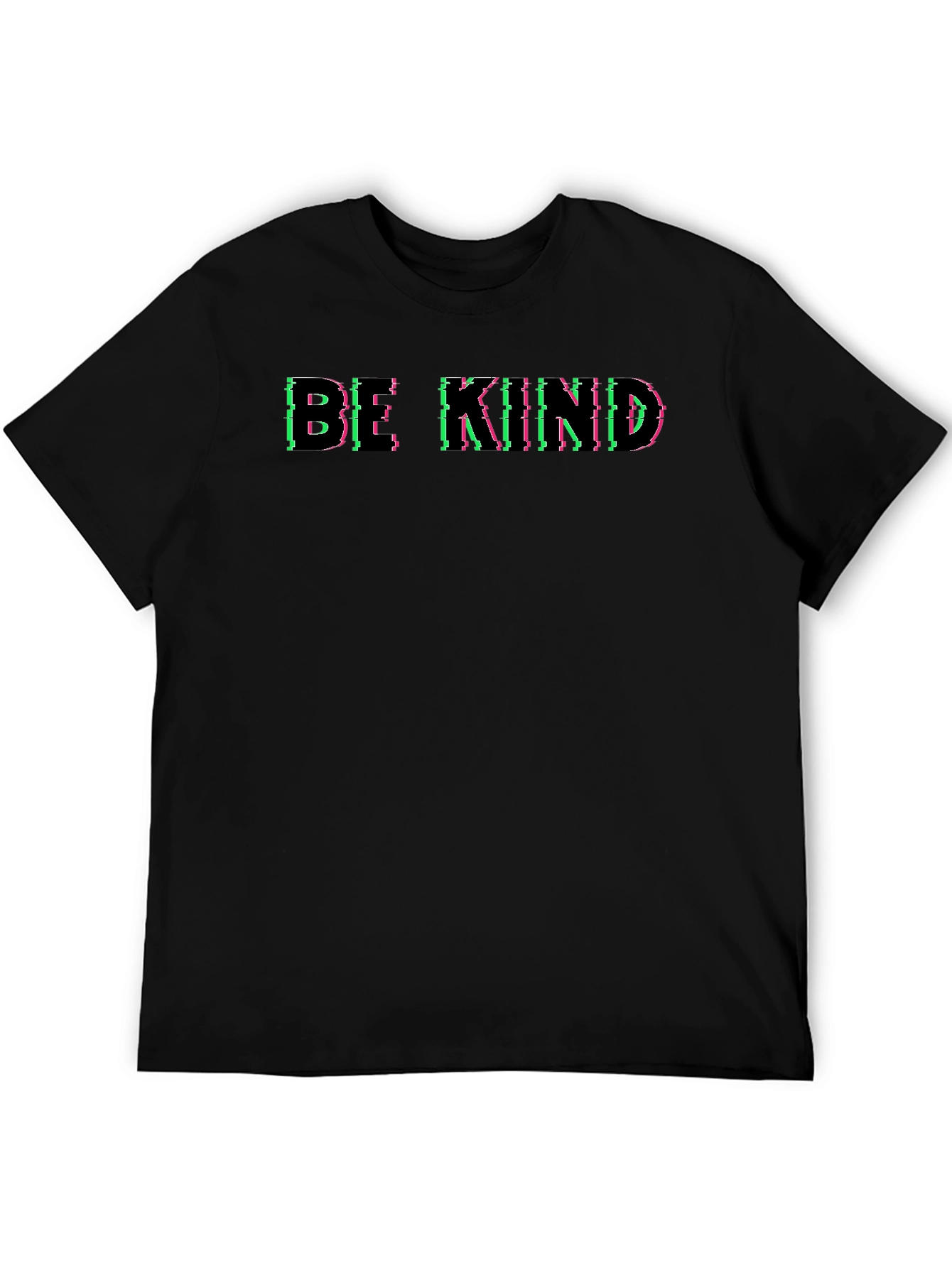 Be Kind Glitch Graphic Tee - Soft Black Cotton