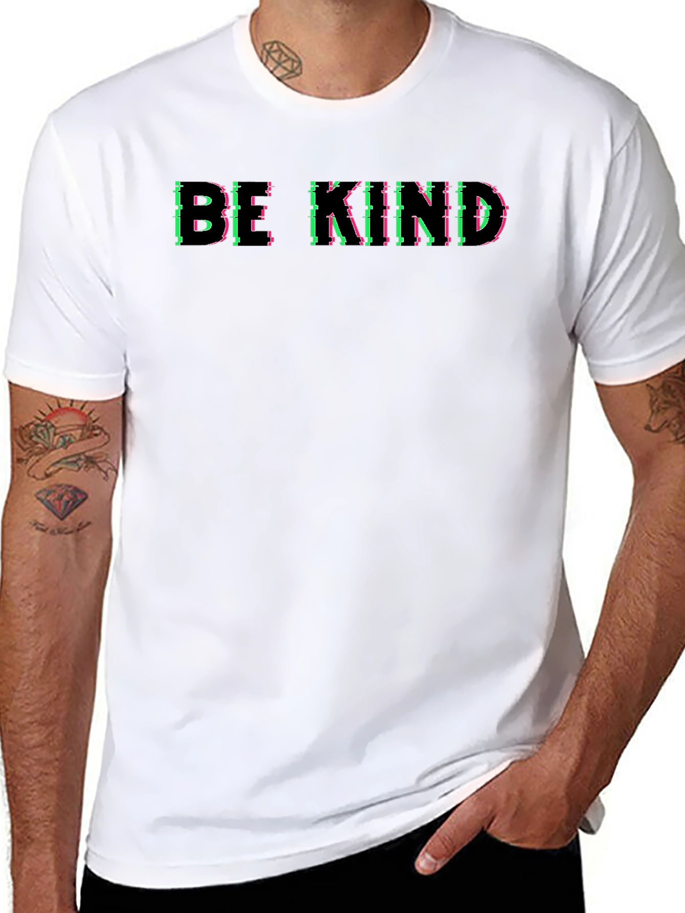 Be Kind Glitch Graphic Tee - Soft Black Cotton